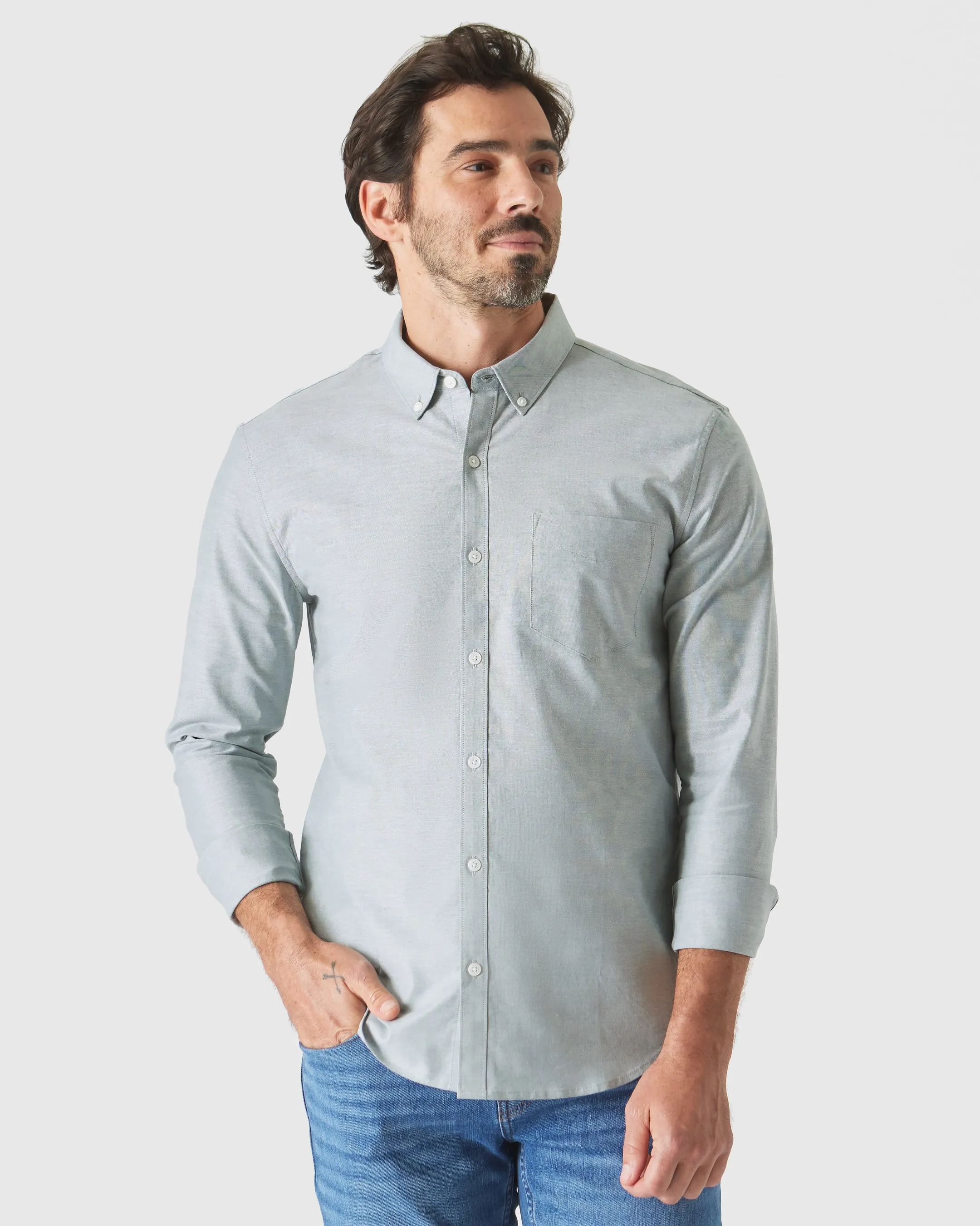 Moss Stretch Oxford Long Sleeve Shirt sold by True Classic