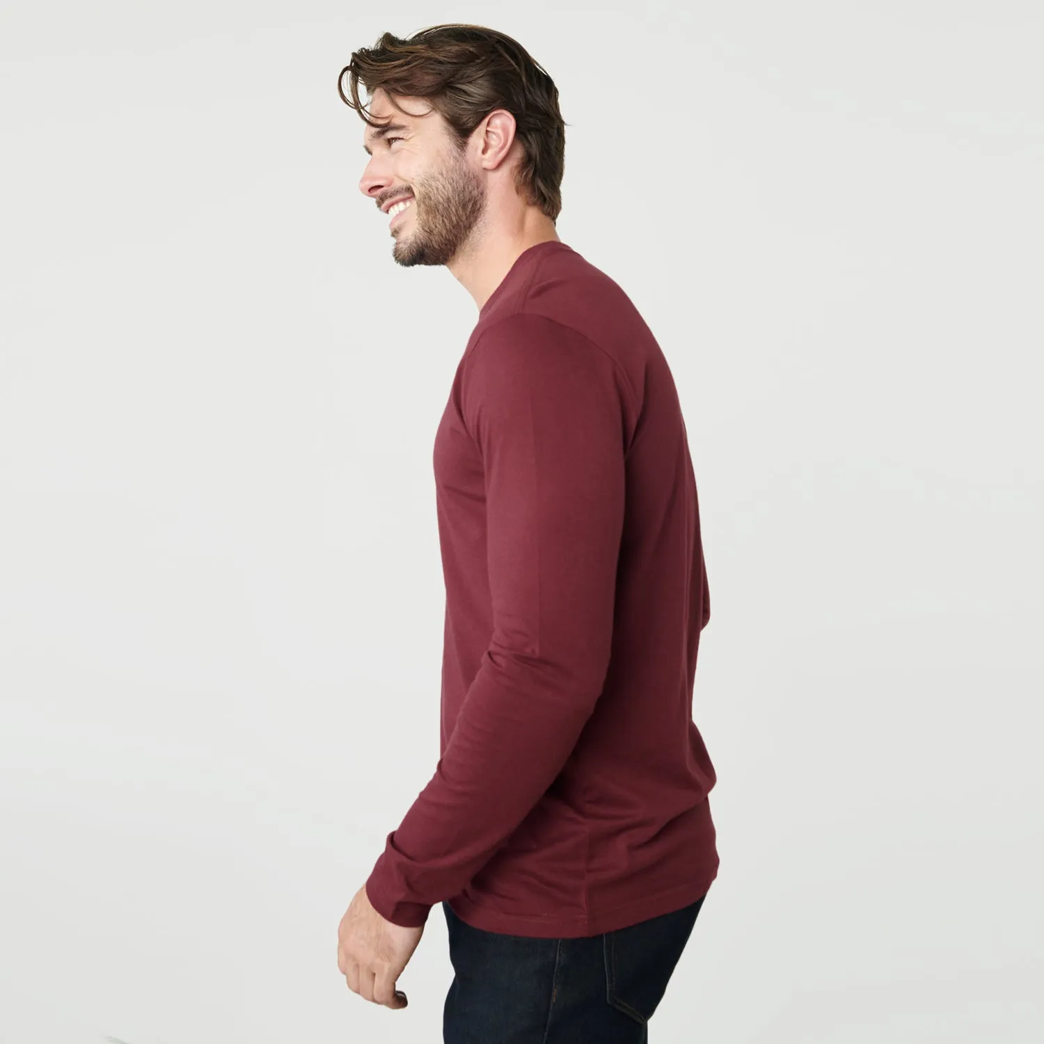 Burgundy Classic Long Sleeve Crew Neck sold by True Classic product image thumbnail 4
