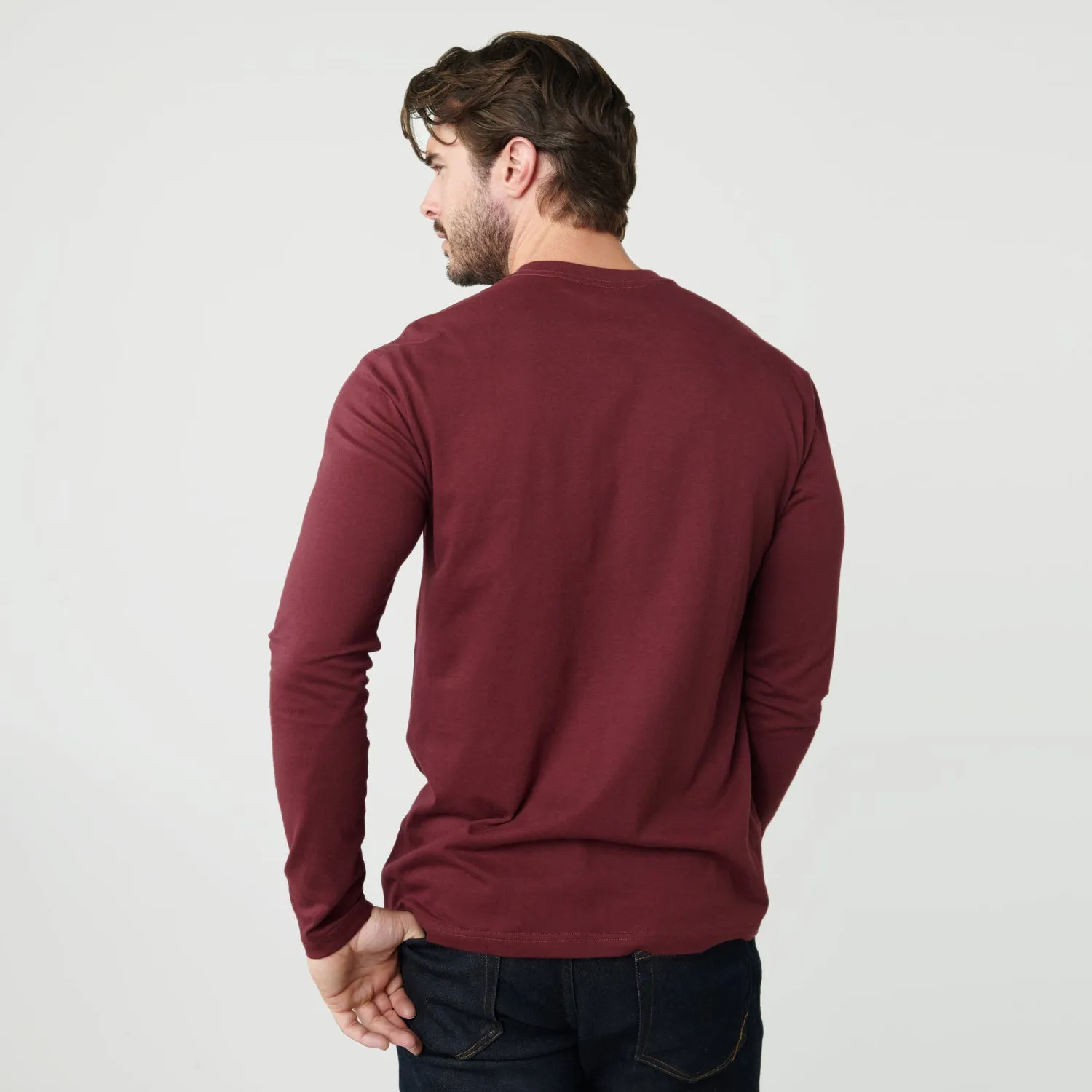 Burgundy Classic Long Sleeve Crew Neck sold by True Classic product image thumbnail 3