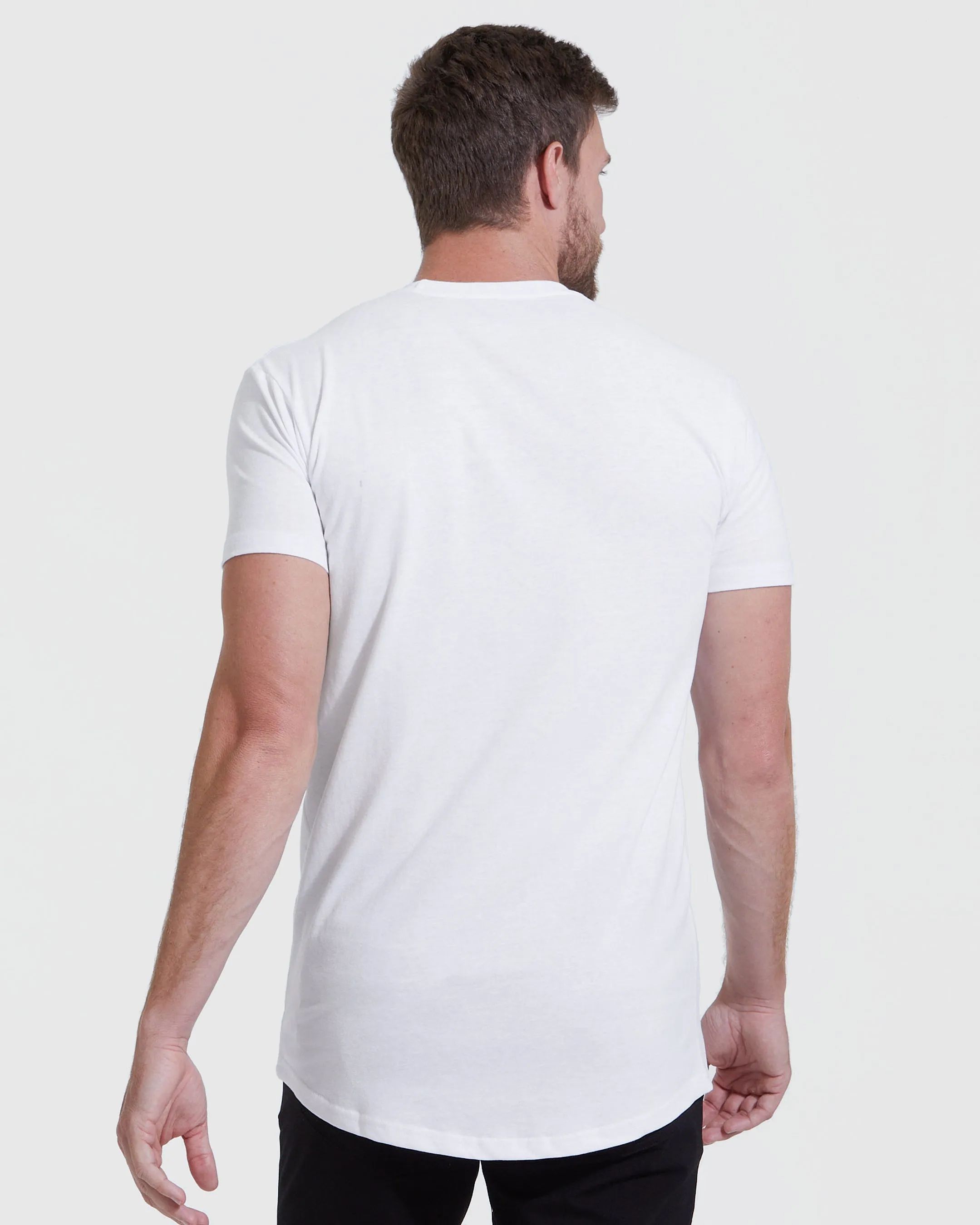 White Tall Round Hem Crew Neck T-Shirt sold by True Classic product image thumbnail 4