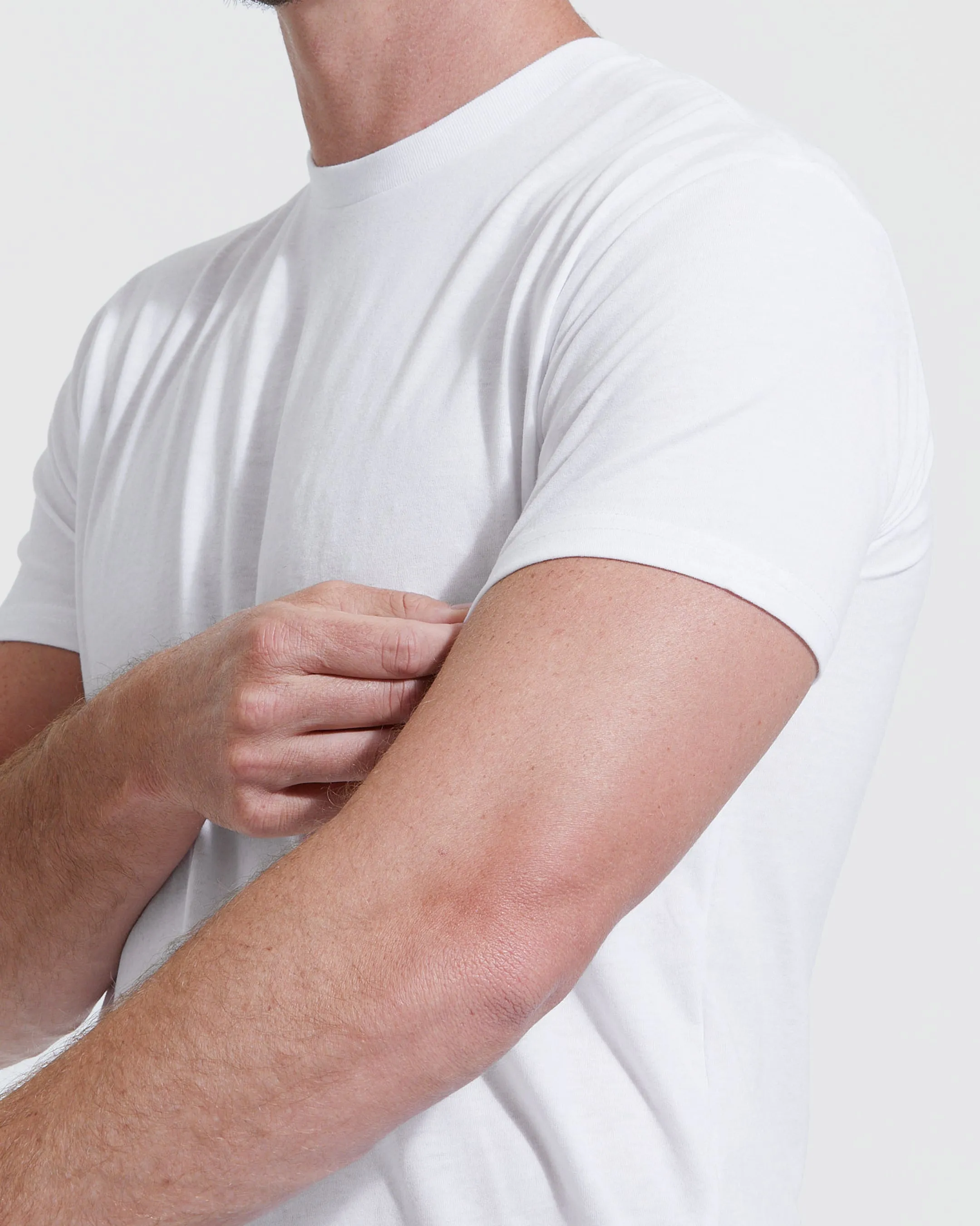 White Tall Round Hem Crew Neck T-Shirt sold by True Classic product image thumbnail 5