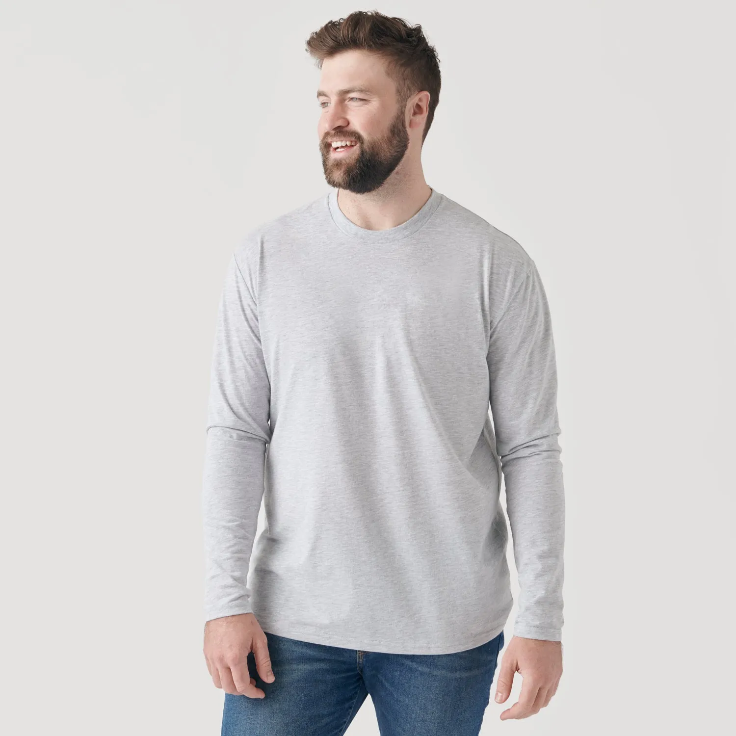 Light Heather Gray Classic Long Sleeve Crew Neck sold by True Classic product image thumbnail 5
