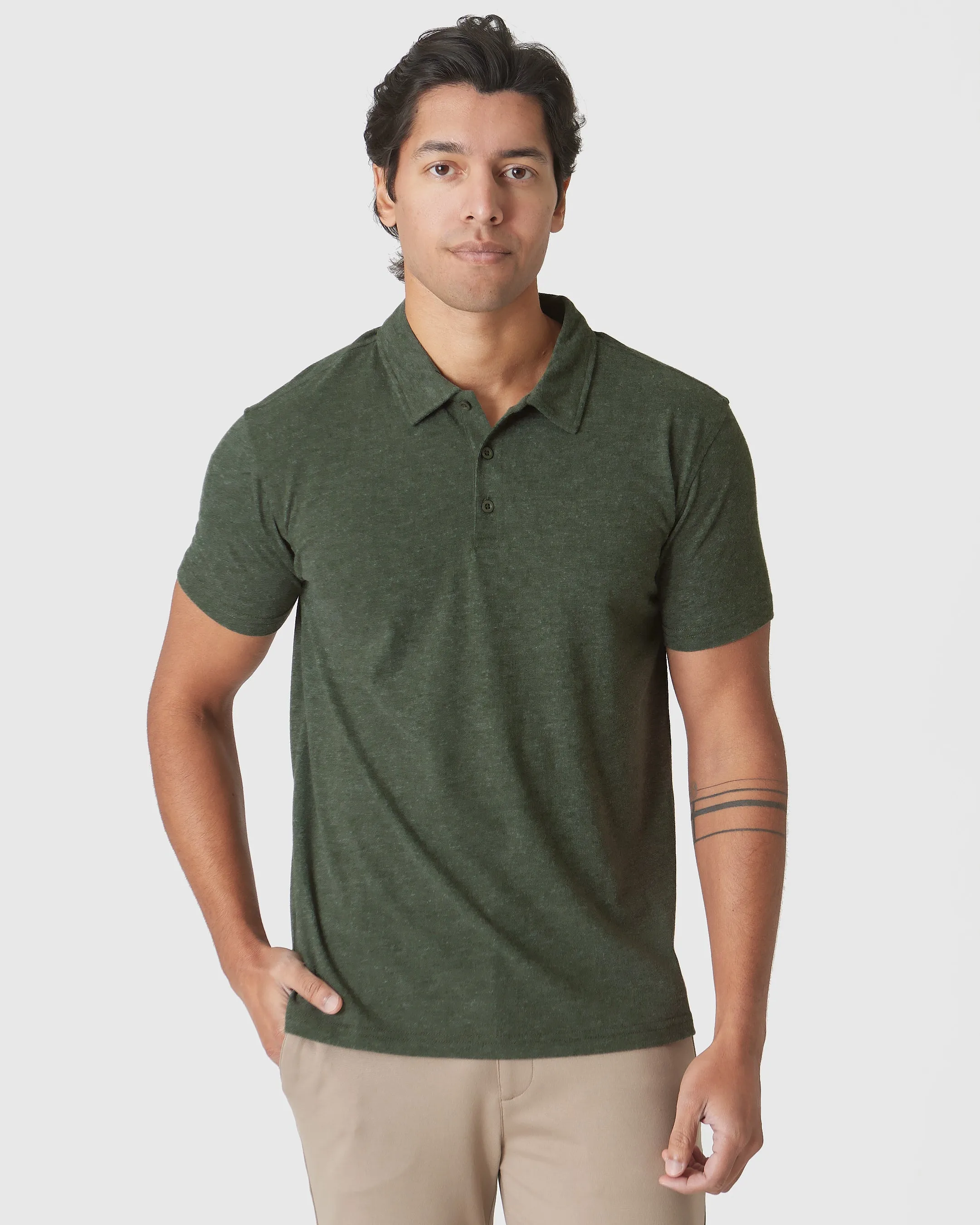 Racing Green Heather Short Sleeve Polo sold by True Classic