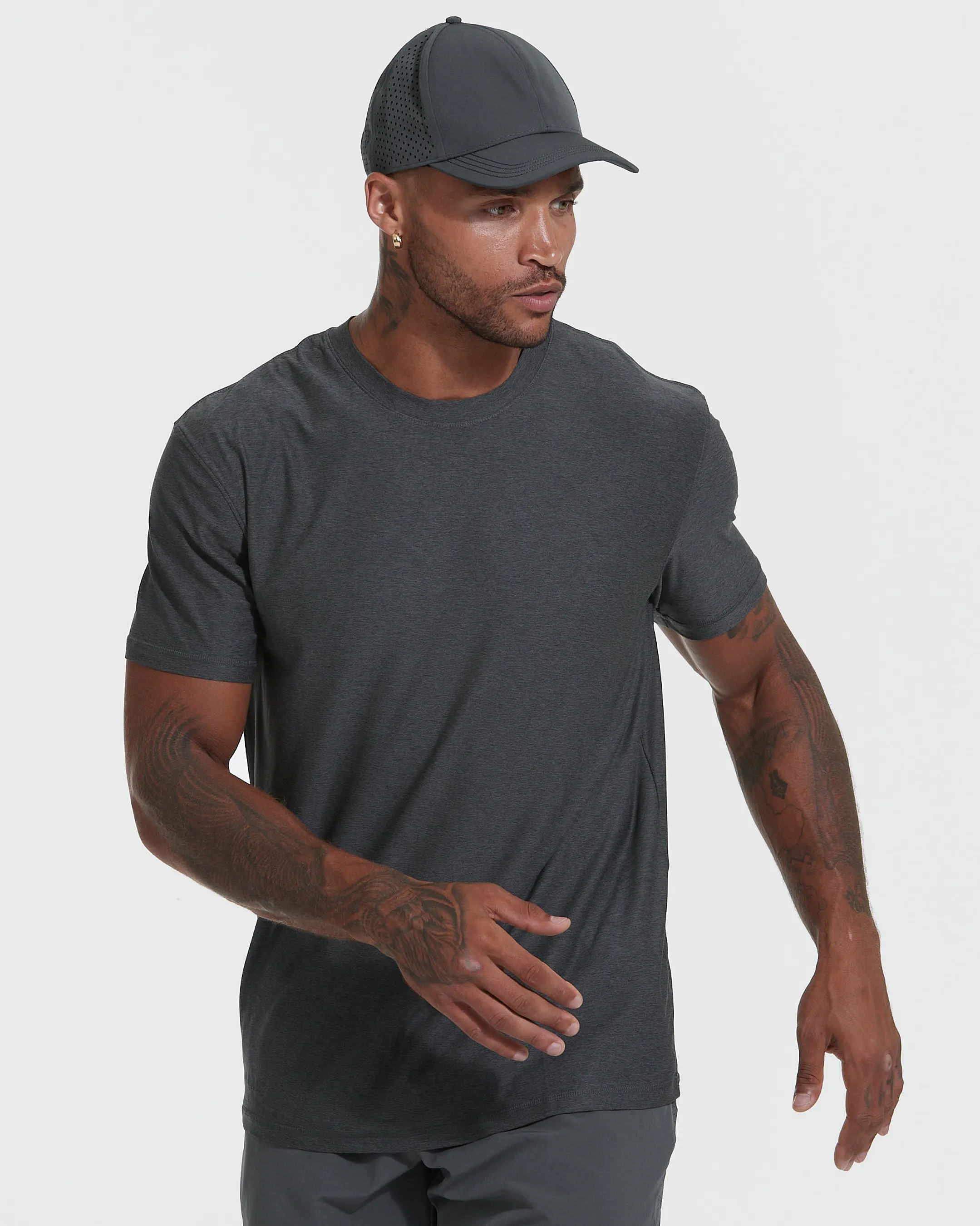 Charcoal Heather Gray Active Crew Neck Tee sold by True Classic