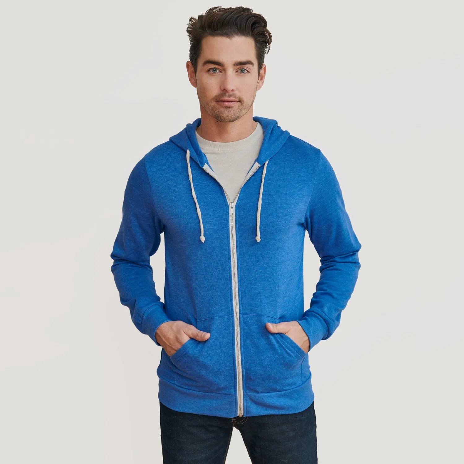 Pacific Blue Fleece Zip Hoodie sold by True Classic