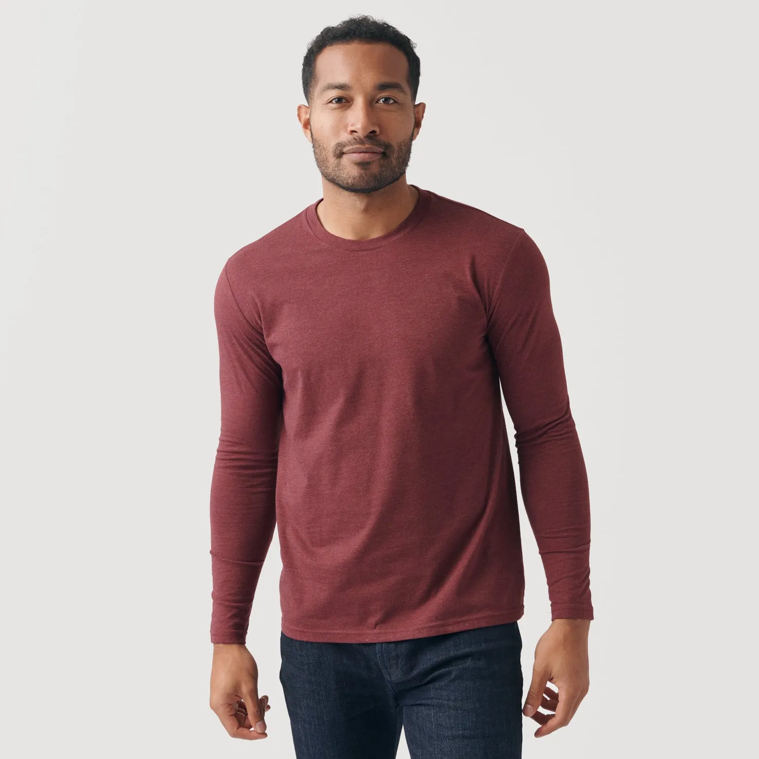 Heather Burgundy Crew Neck Long Sleeve sold by True Classic
