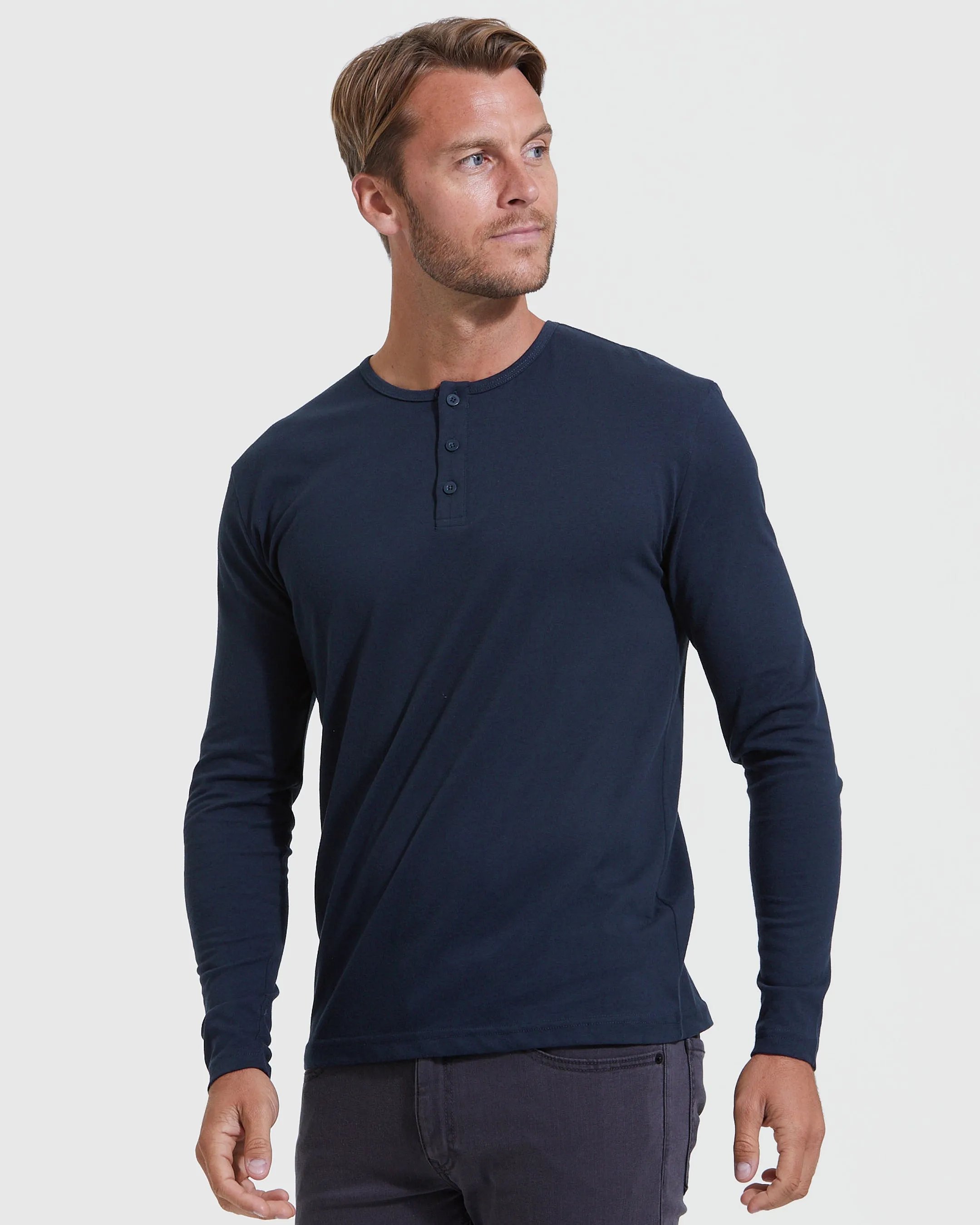 Navy Classic Long Sleeve Henley sold by True Classic product image thumbnail 3