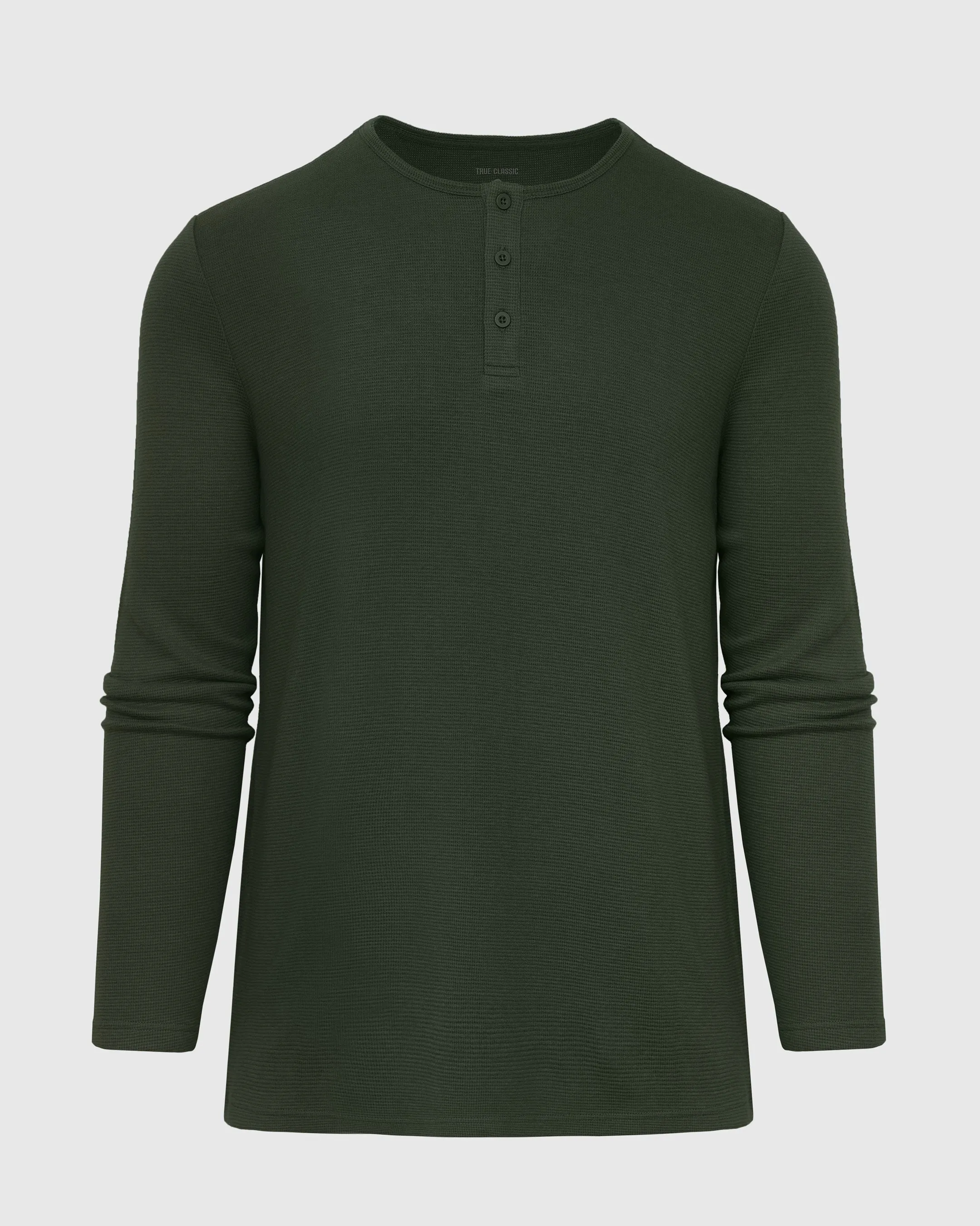 Dark Olive Waffle Long Sleeve Henley sold by True Classic product image thumbnail 2
