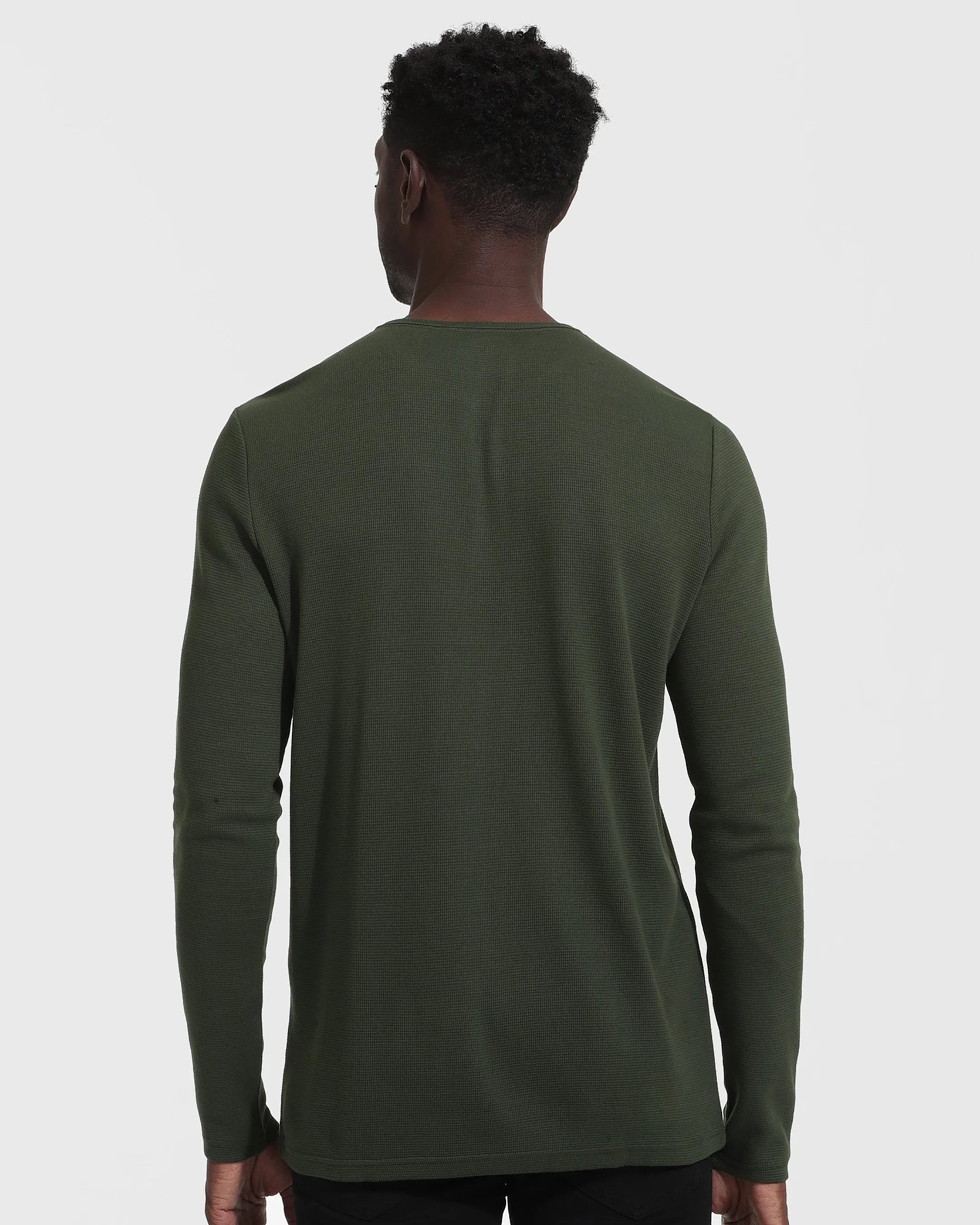 Dark Olive Waffle Long Sleeve Henley sold by True Classic product image thumbnail 4