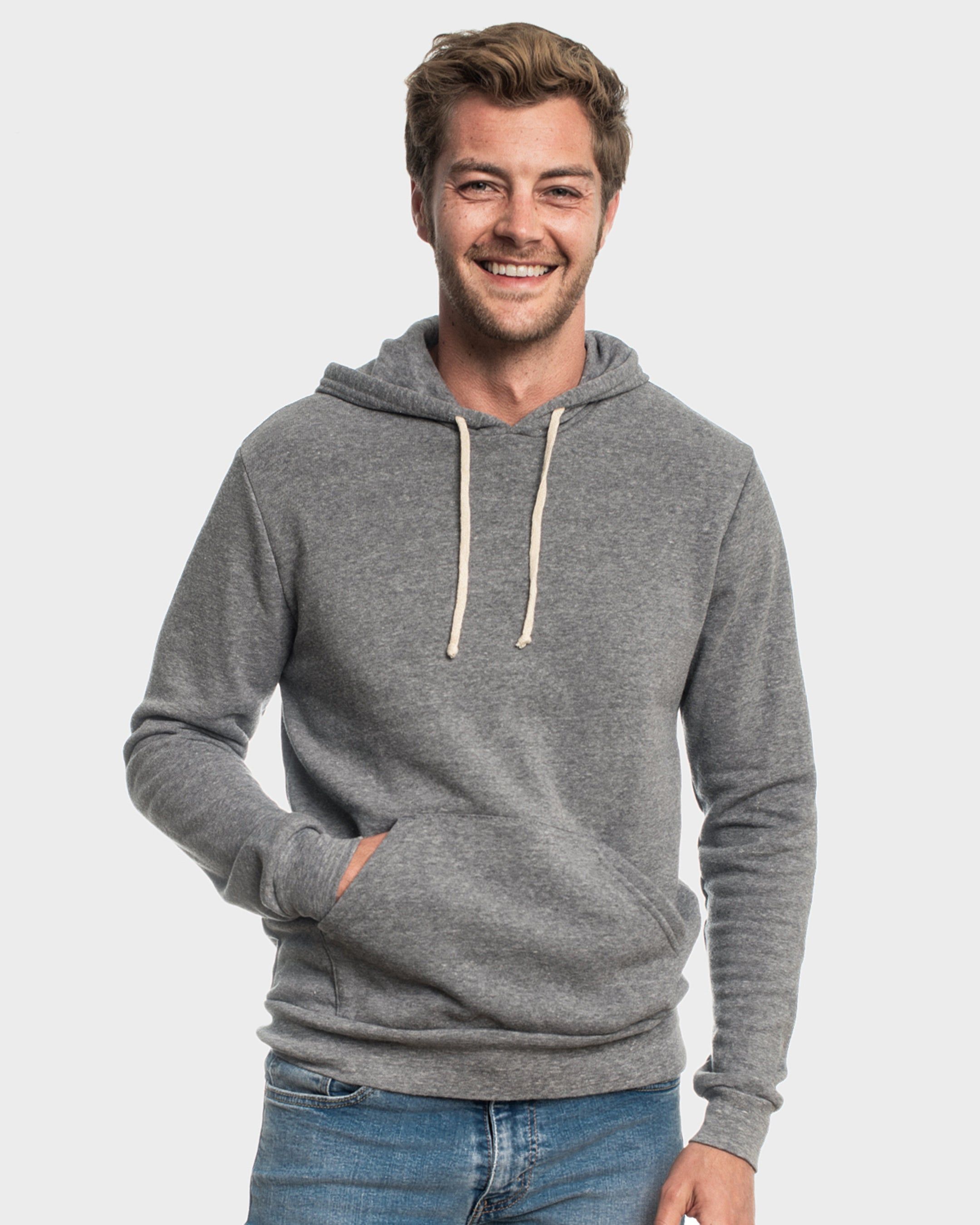 Gray Fleece Pull Over Hoodie sold by True Classic
