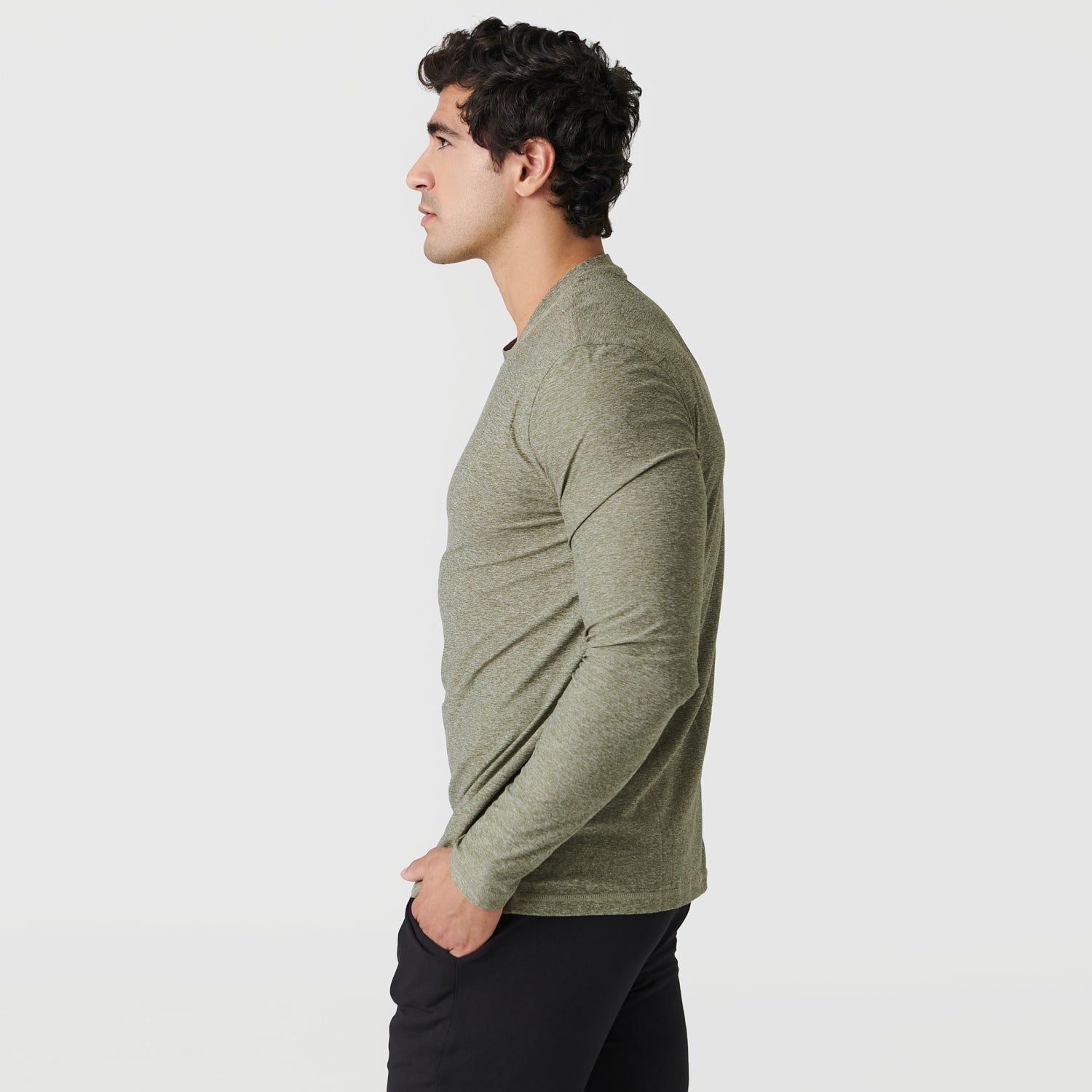Heather Military Green Active Long Sleeve Crew Neck sold by True Classic product image thumbnail 4