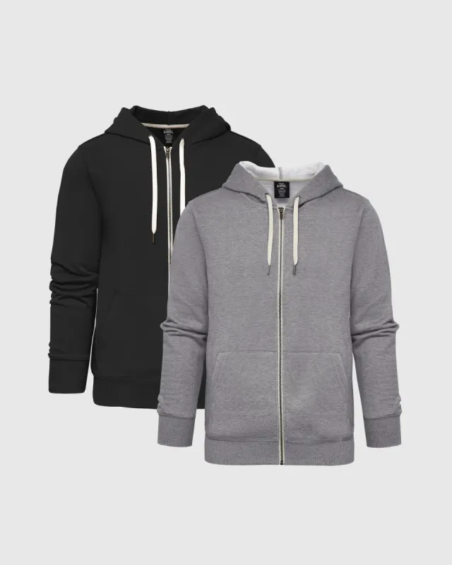 Core Color Fleece Full Zip Hood 2-Pack sold by True Classic