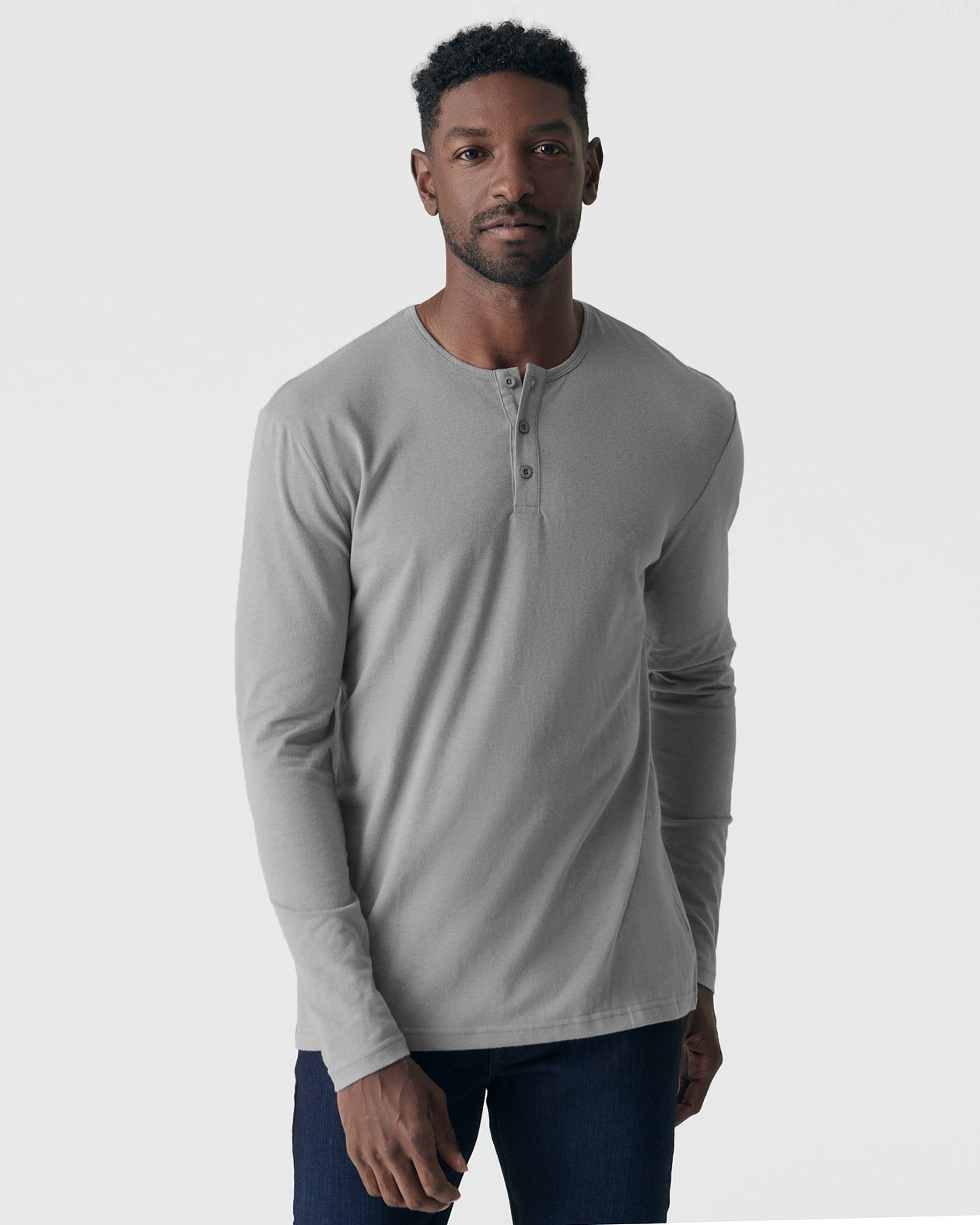 Glacier Gray Long Sleeve Henley sold by True Classic