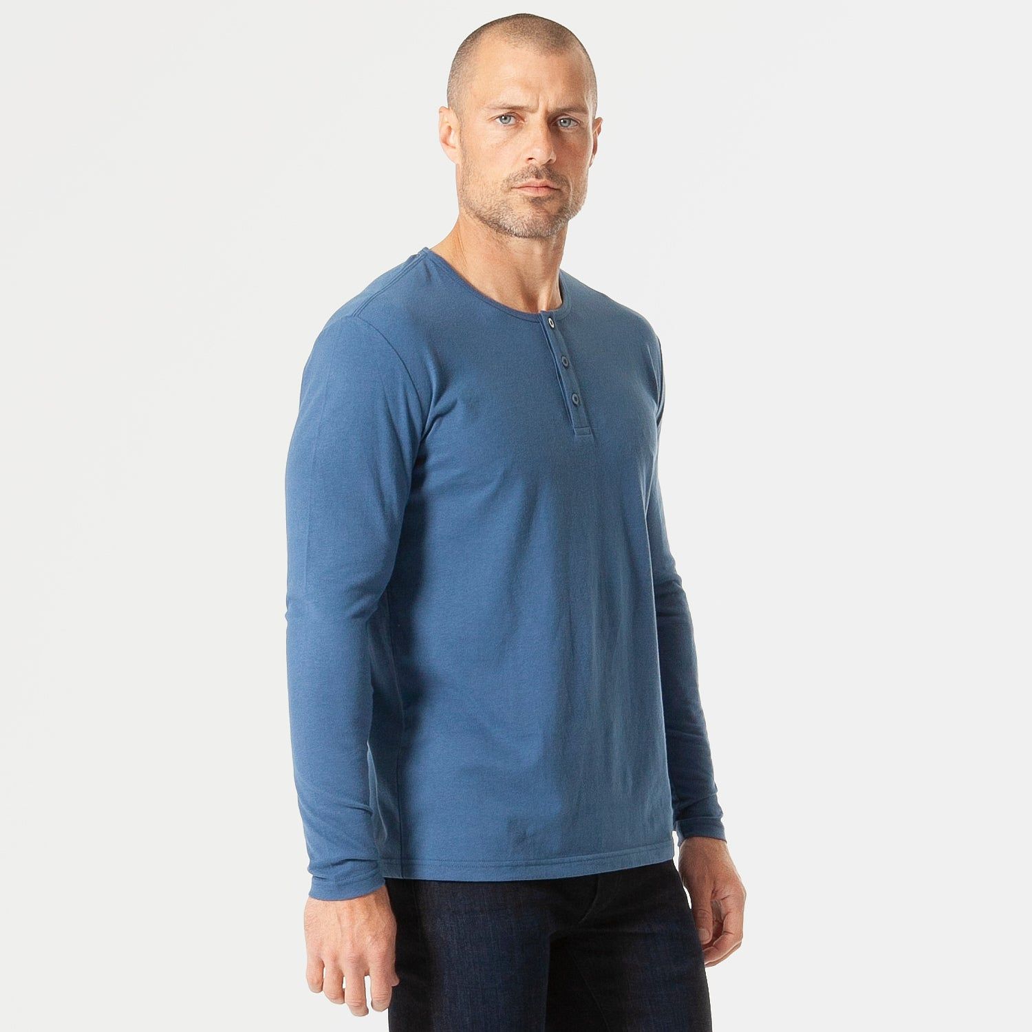 Stone Blue Long Sleeve Henley sold by True Classic product image thumbnail 4