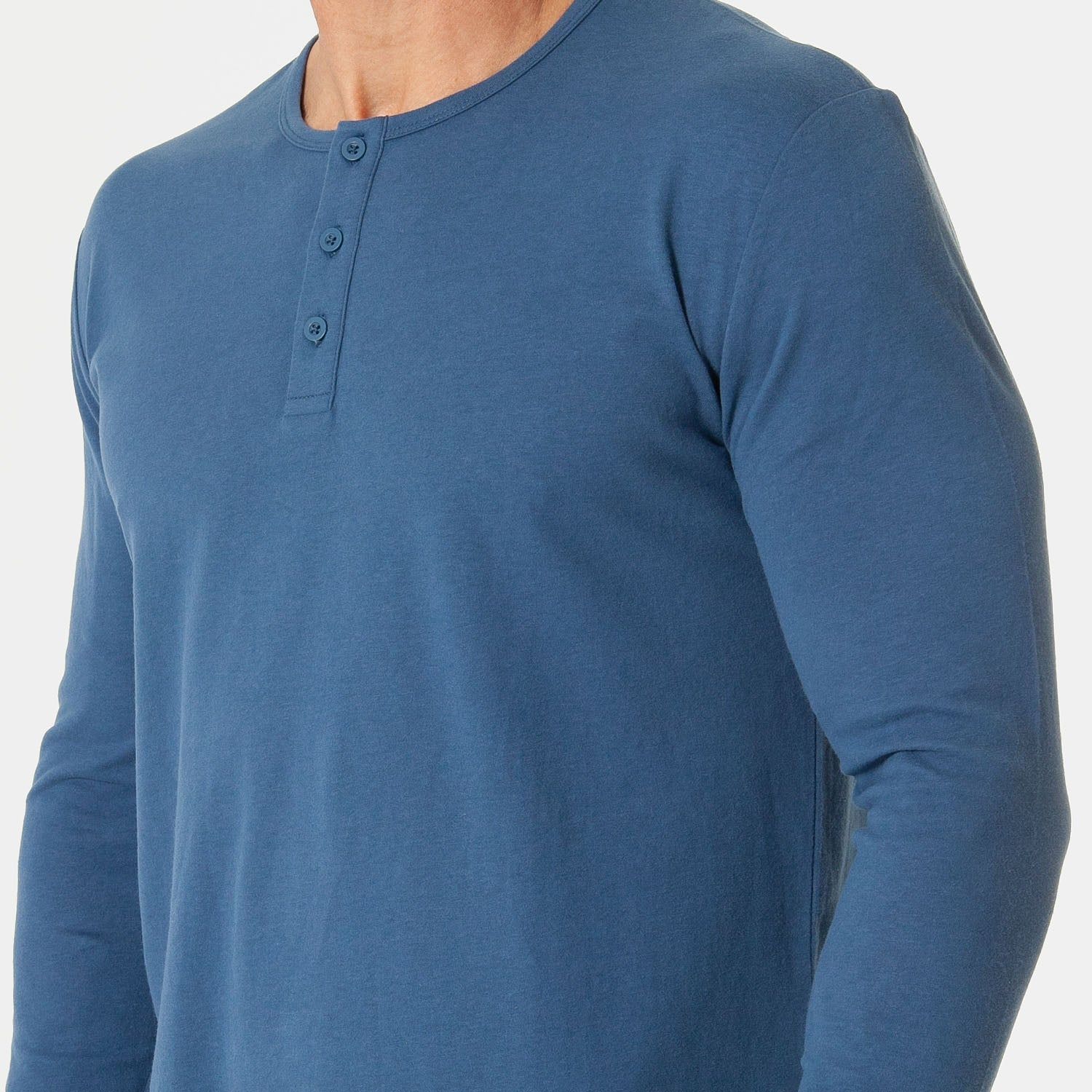 Stone Blue Long Sleeve Henley sold by True Classic product image thumbnail 5