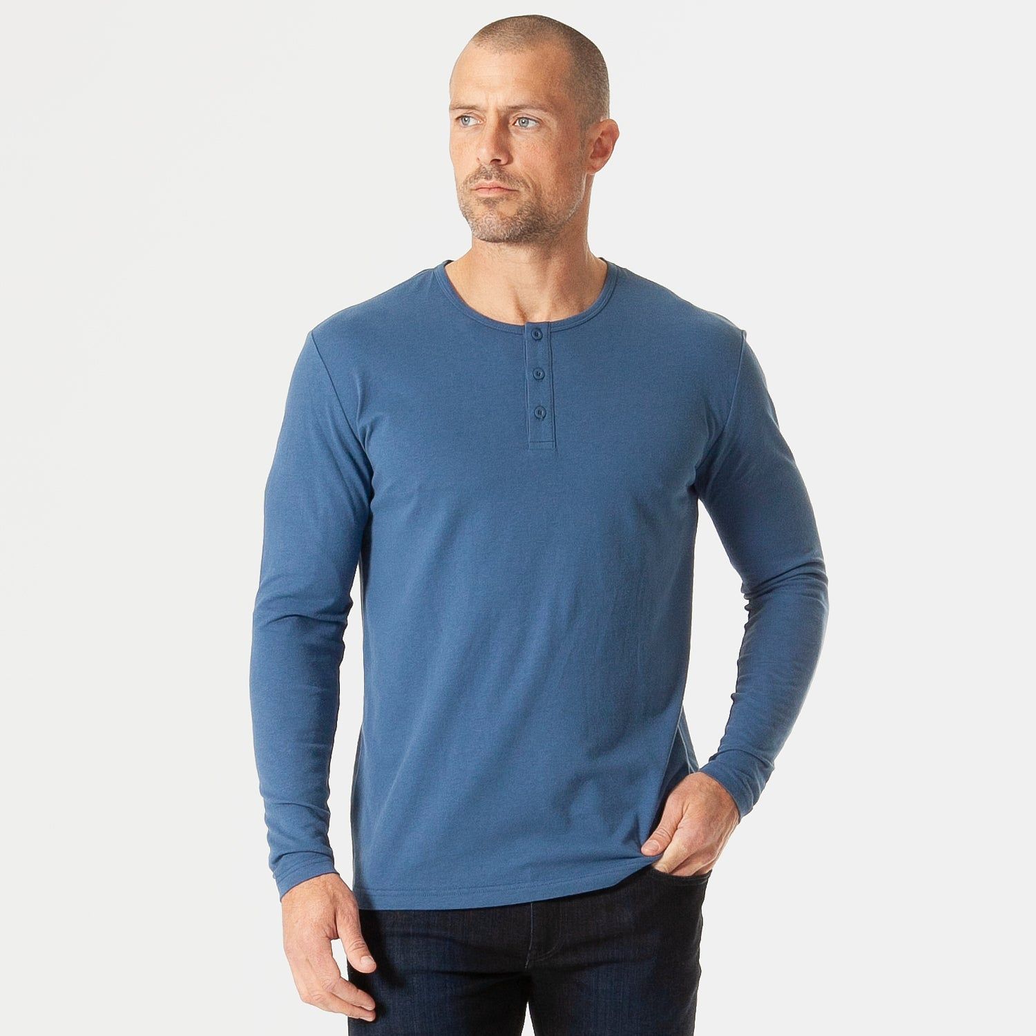 Stone Blue Long Sleeve Henley sold by True Classic