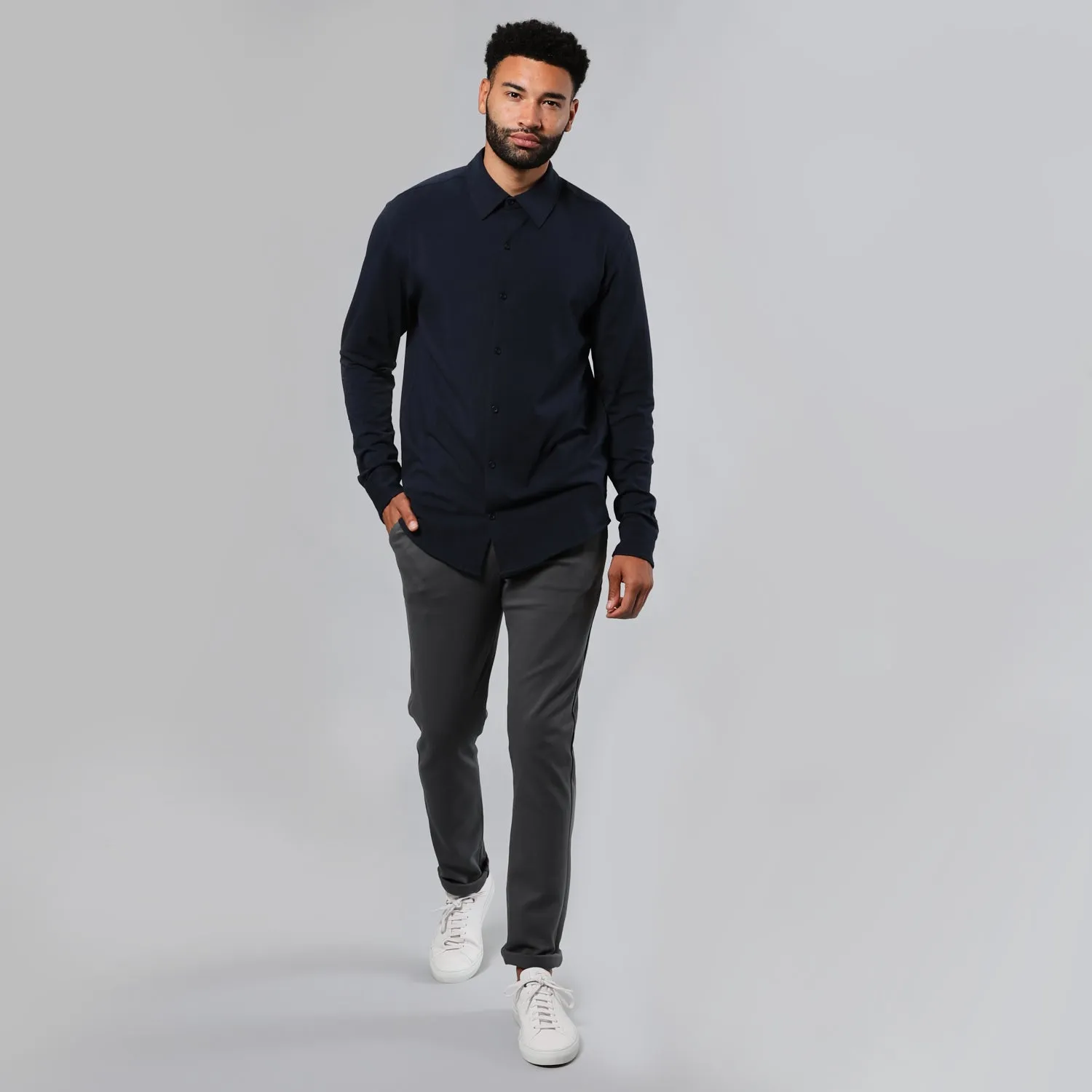 Navy Long Sleeve Knit Shirt sold by True Classic product image thumbnail 5
