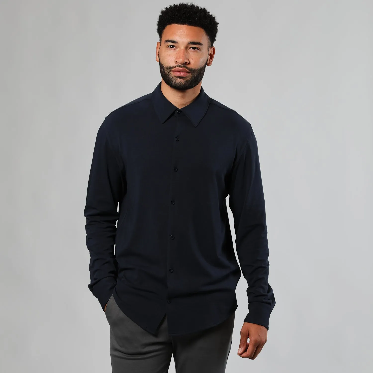 Navy Long Sleeve Knit Shirt sold by True Classic