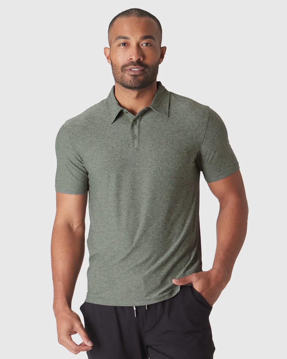Heather Forest Active Short Sleeve Polo sold by True Classic