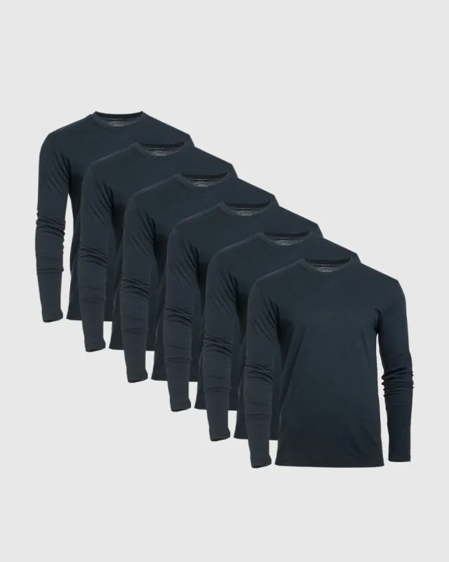 All Navy Long Sleeve Crew Neck 6-Pack sold by True Classic