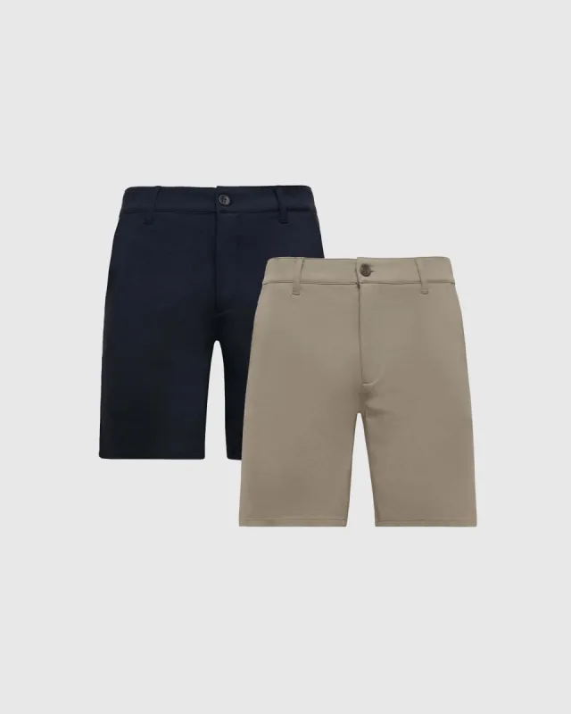 9" Khaki & Navy Comfort Knit Chino Shorts 2-Pack sold by True Classic