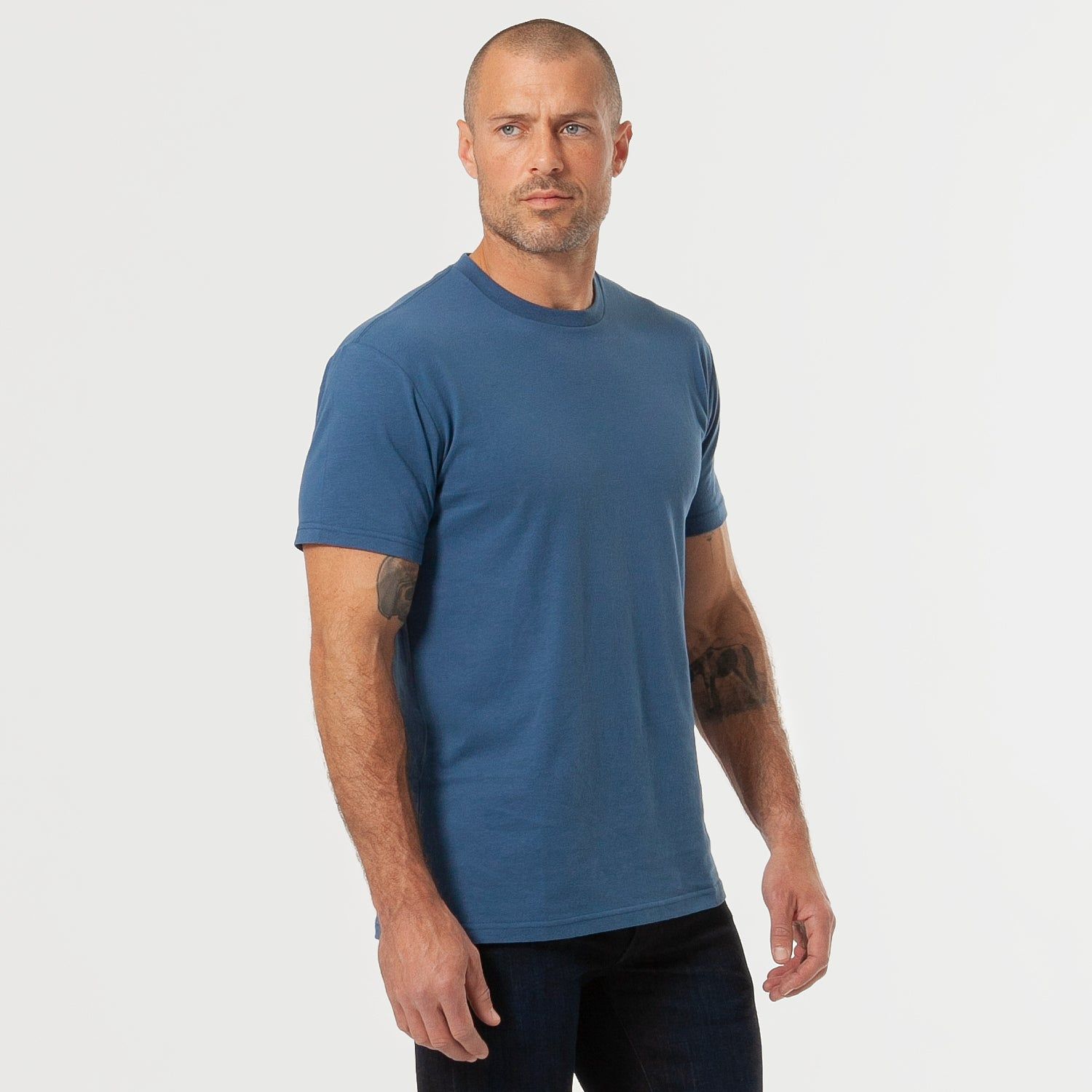 Stone Blue Short Sleeve Crew Neck Tee sold by True Classic product image thumbnail 4