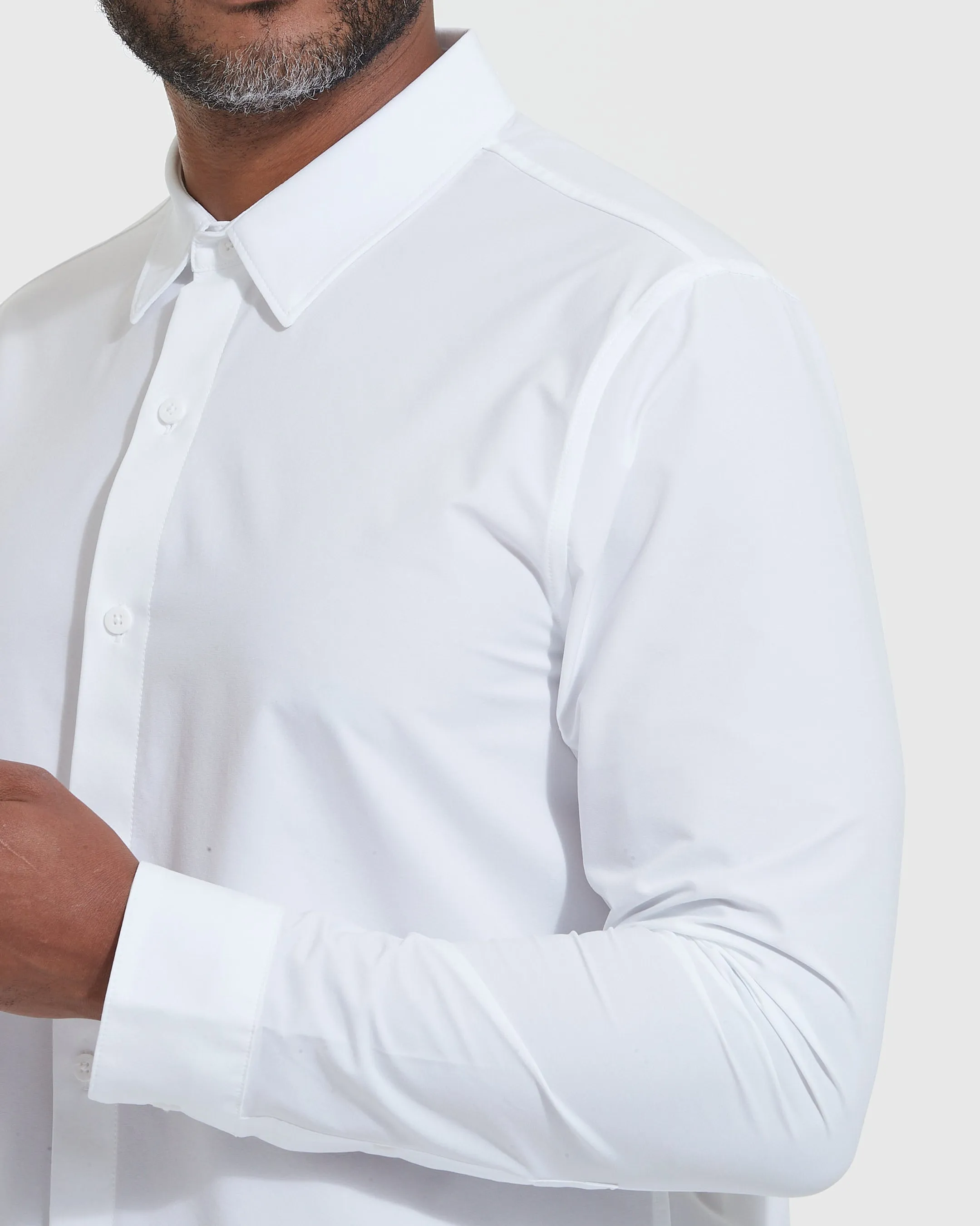 White Commuter Long Sleeve Shirt sold by True Classic product image thumbnail 5
