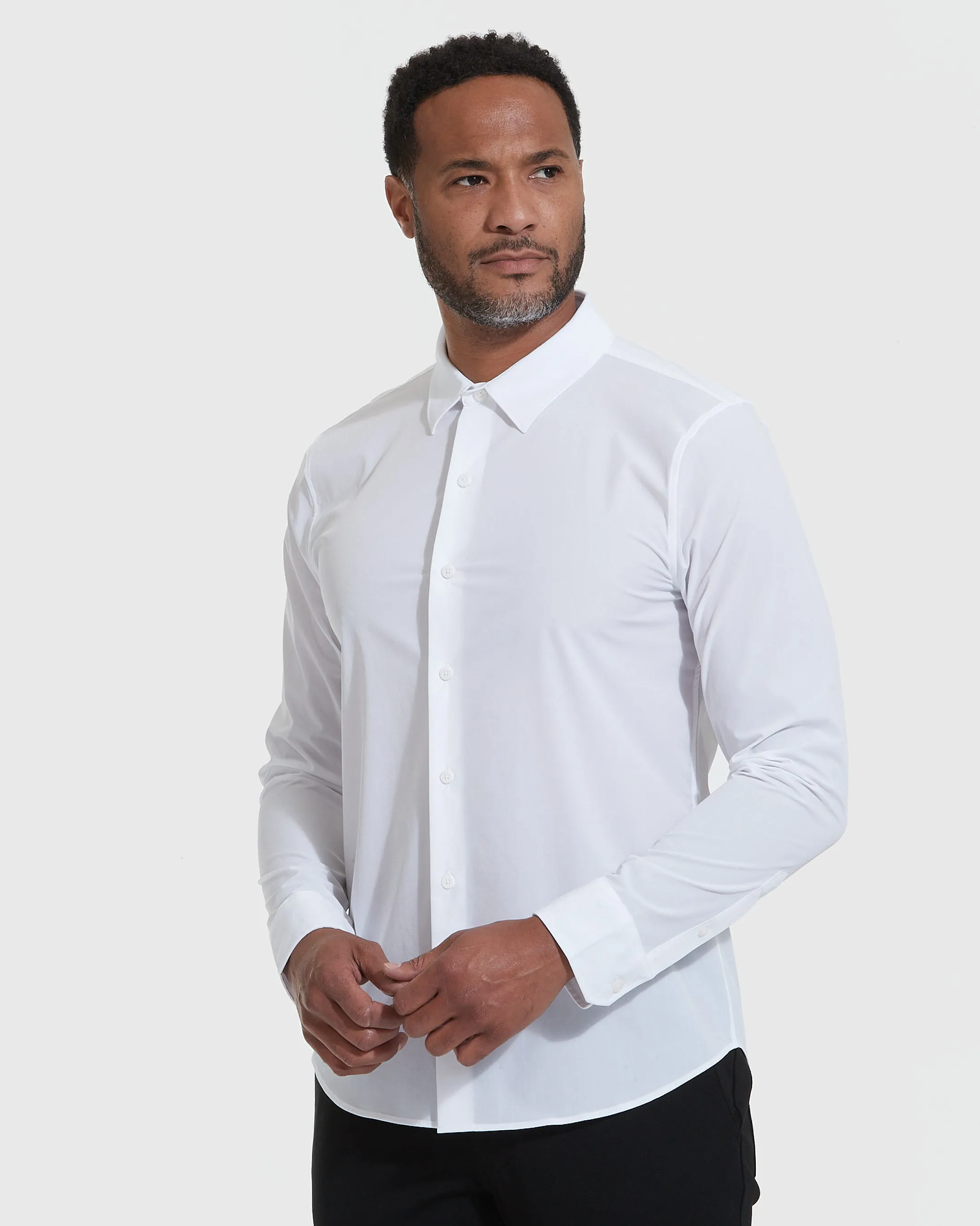 White Commuter Long Sleeve Shirt sold by True Classic product image thumbnail 3