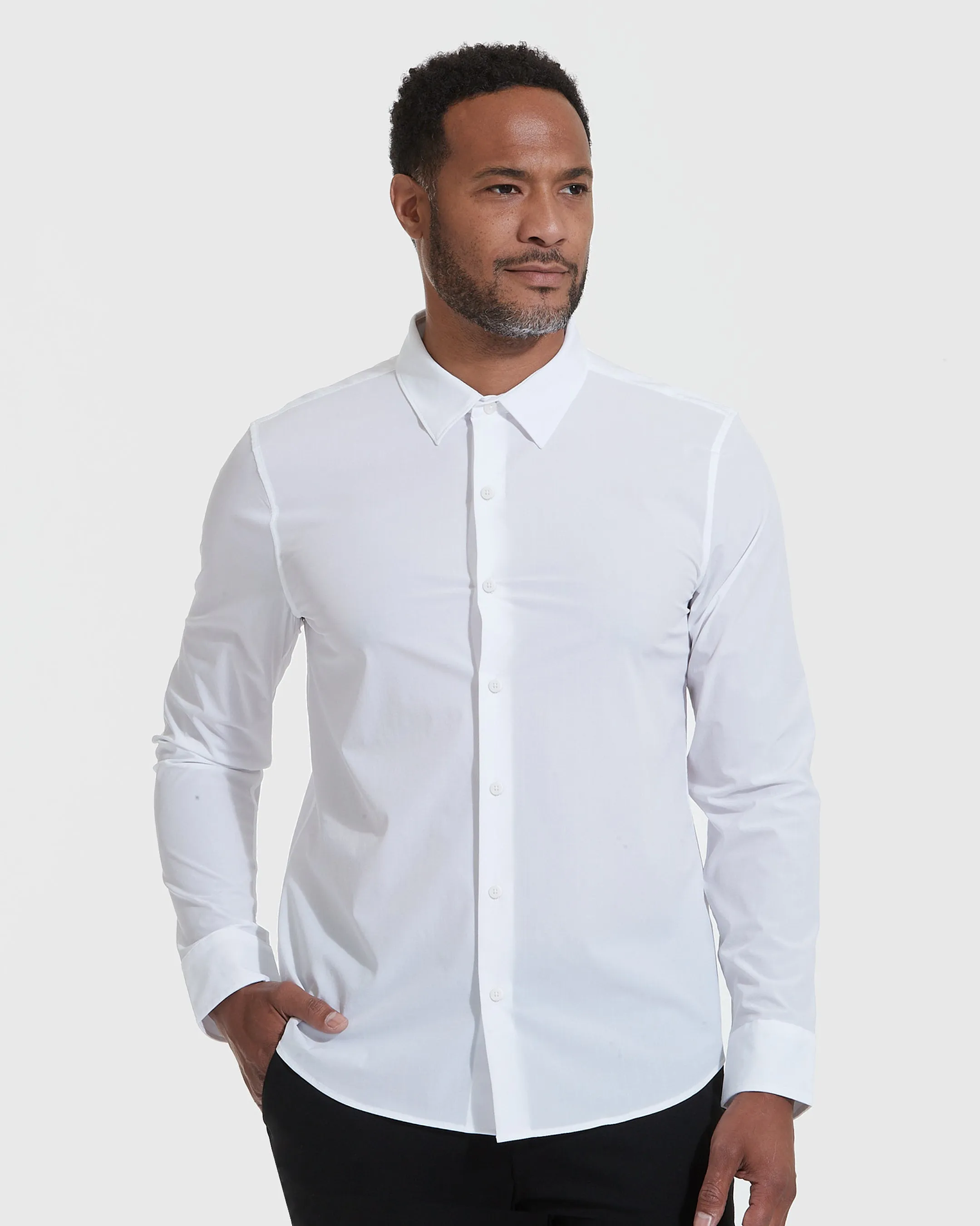 White Commuter Long Sleeve Shirt sold by True Classic