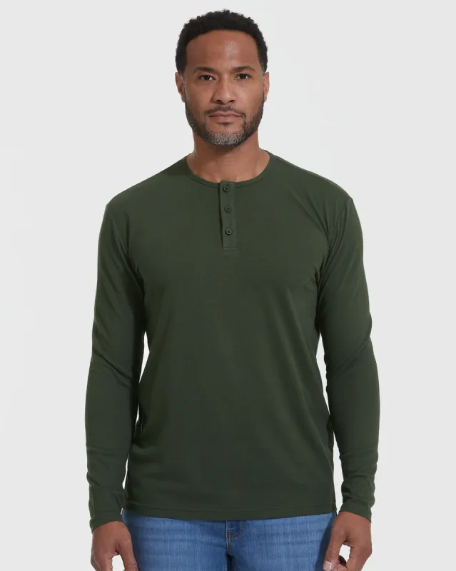 Dark Olive Long Sleeve Henley sold by True Classic
