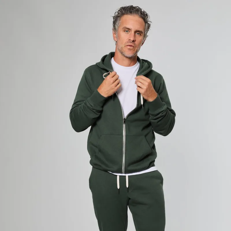 Hunter Green Fleece French Terry Zip Hoodie sold by True Classic