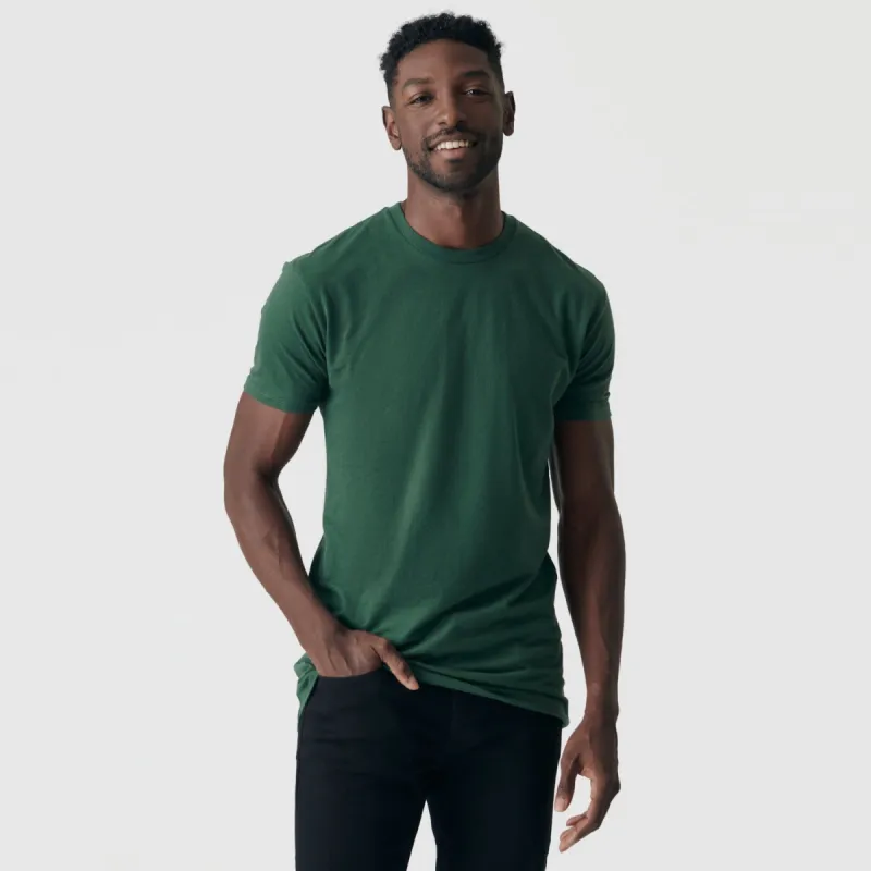 Hunter Green Tall Round Hem Crew Neck T-Shirt sold by True Classic