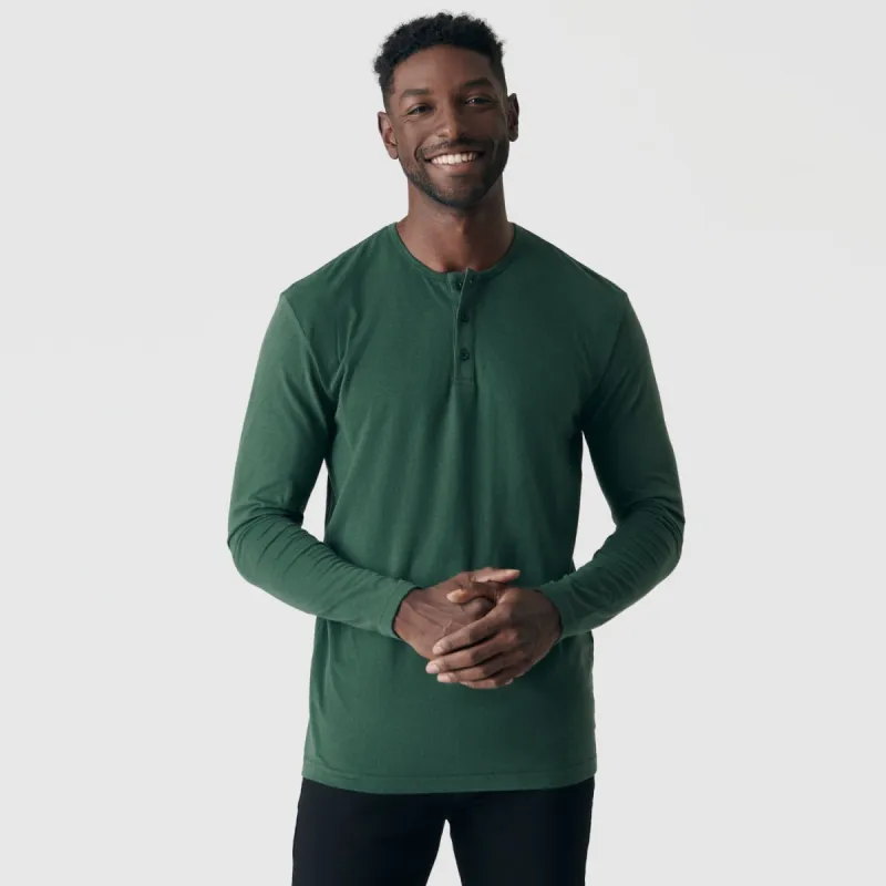 Hunter Green Long Sleeve Henley sold by True Classic