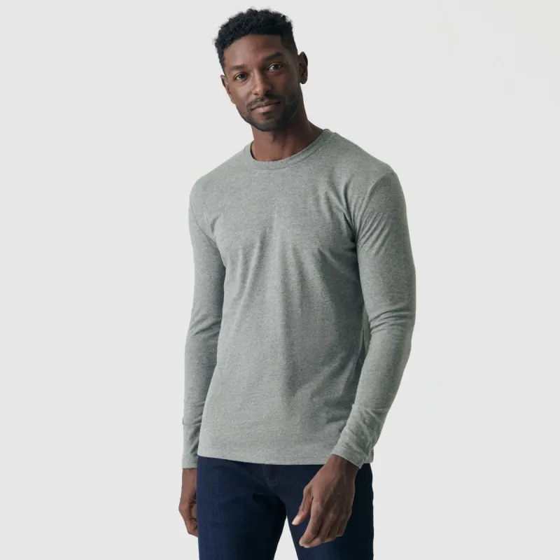 Heather Hunter Green Long Sleeve Crew Neck sold by True Classic
