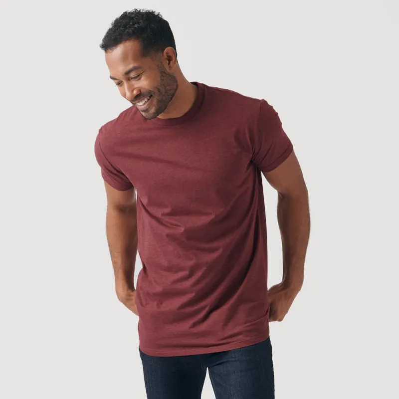 Burgundy Tall Round Hem Crew Neck T-Shirt sold by True Classic
