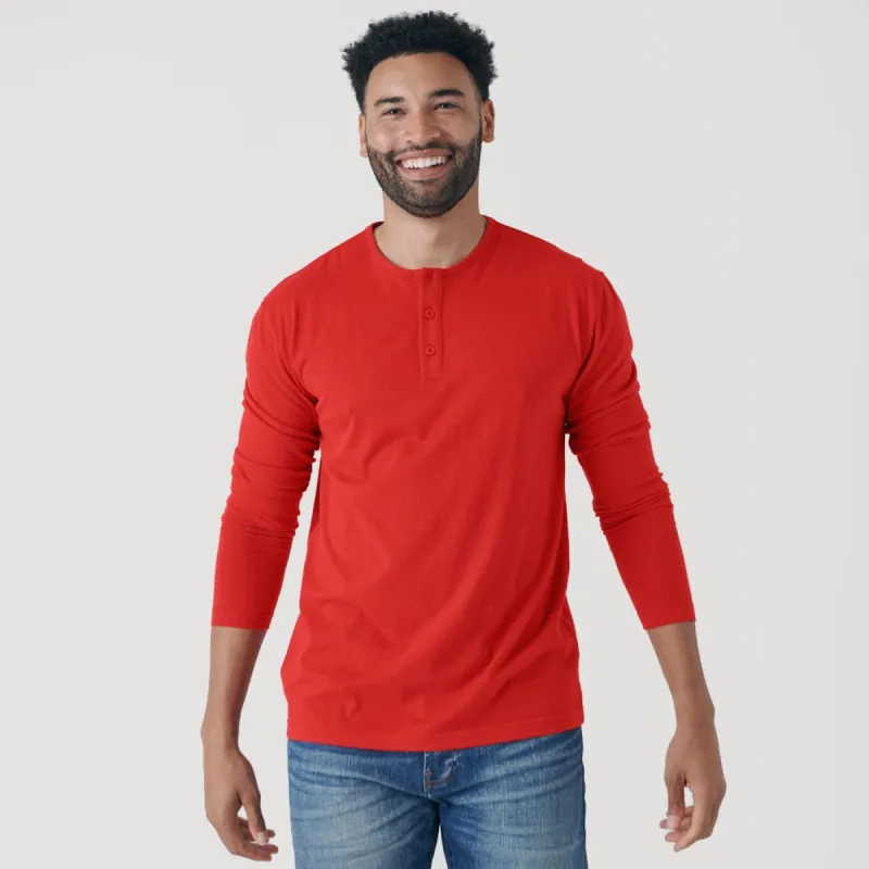 True Red Long Sleeve Henley sold by True Classic