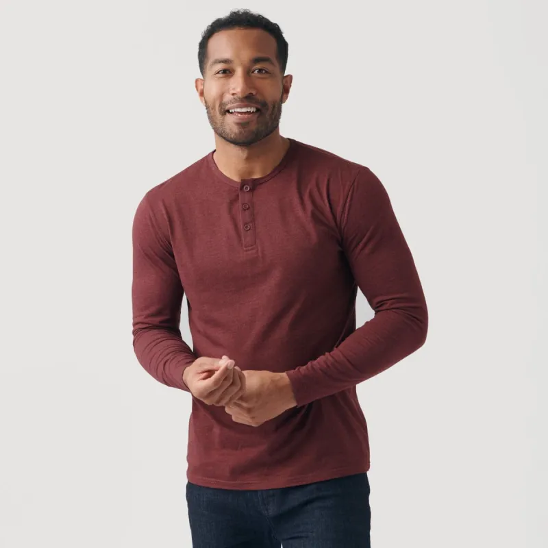 Heather Burgundy Long Sleeve Henley sold by True Classic