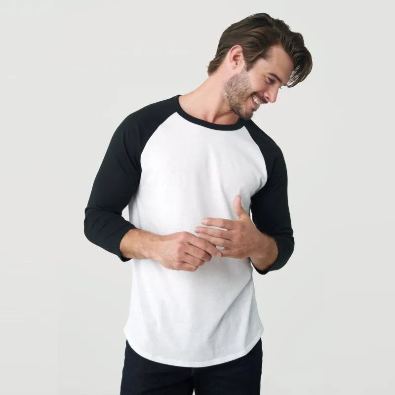 White/Black Baseball Raglan sold by True Classic