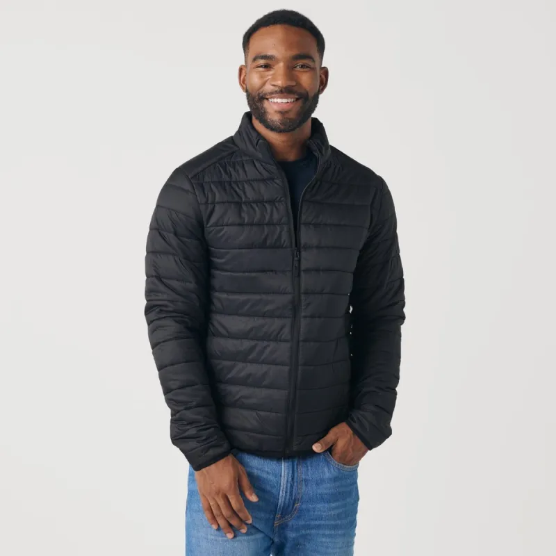 Black Quilted Puffer Jacket sold by True Classic