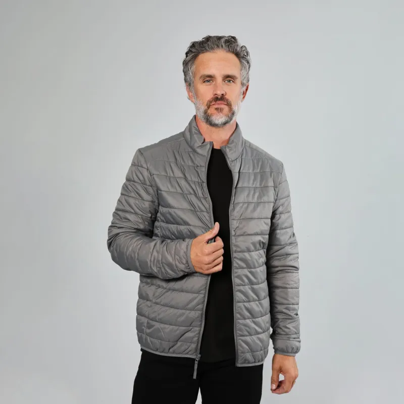 Gun Metal Quilted Puffer Jacket sold by True Classic