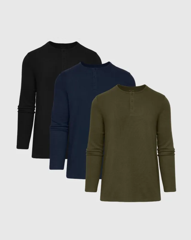 Dark Hues Waffle Henley 3-Pack sold by True Classic