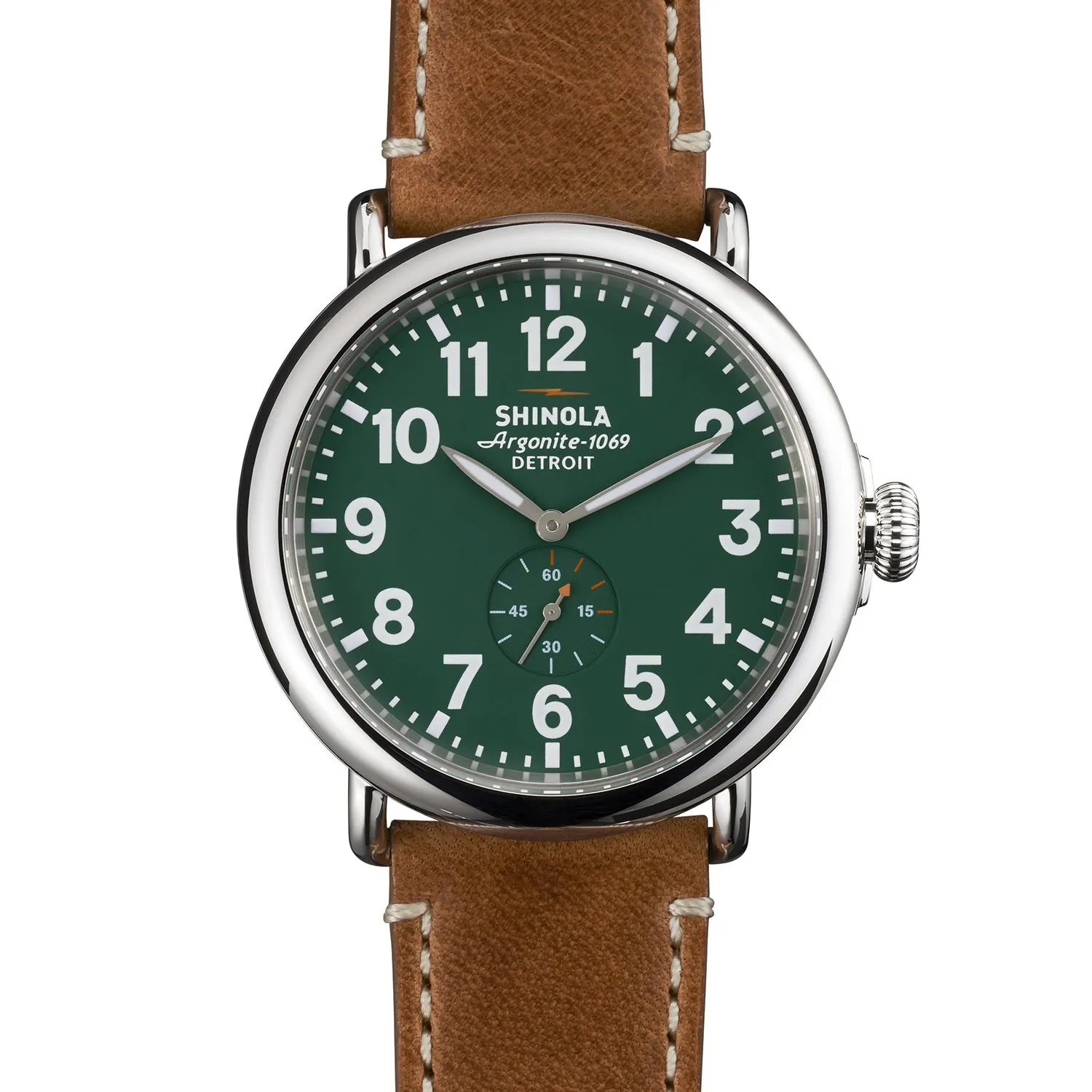 The Runwell 47mm - Tan Leather Strap + Green Dial Watch - Men's|-|Montre The Runwell 47mm - Bracelet en cuir Tan + Cadran Green - Homme sold by Altitude Sports