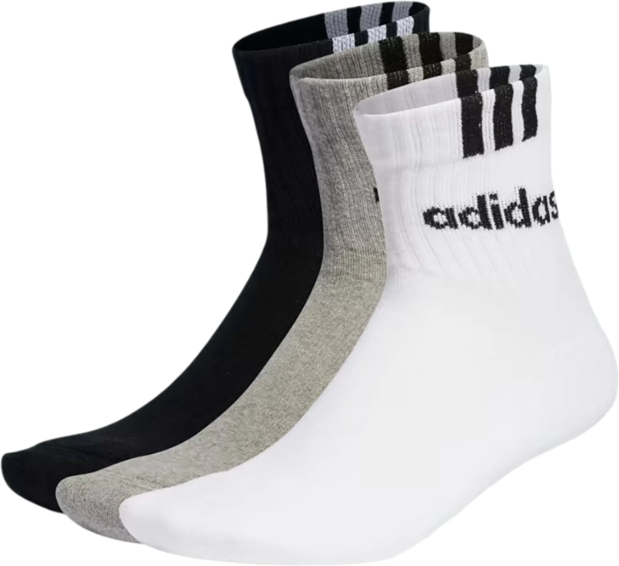 3-Stripes Linear Half-Crew 3 Pairs Cushioned Socks - Unisex|-|Chaussettes mi-mollet coussinées 3 paires 3-Stripes Linear - Unisexe sold by Altitude Sports product image thumbnail 2