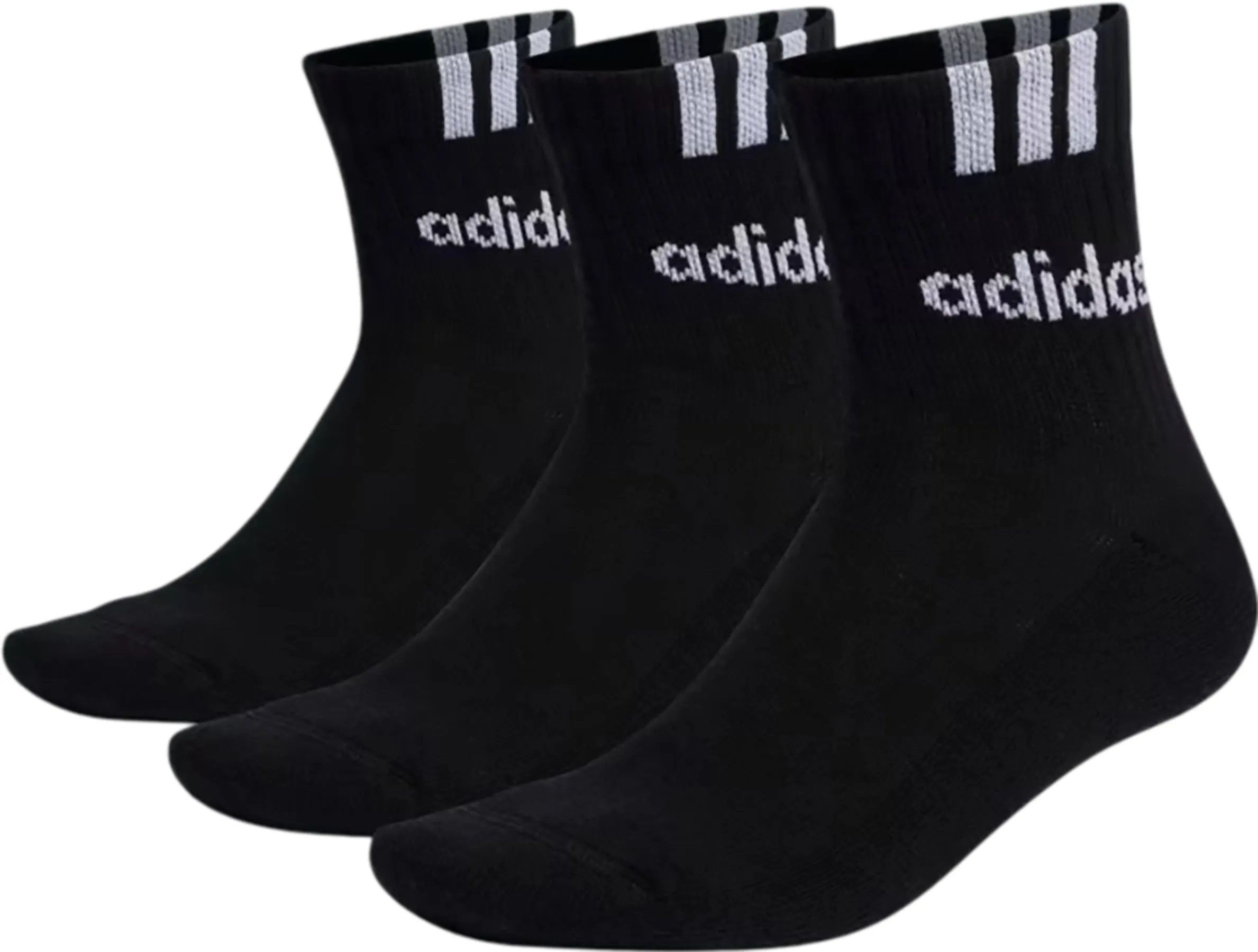 3-Stripes Linear Half-Crew 3 Pairs Cushioned Socks - Unisex|-|Chaussettes mi-mollet coussinées 3 paires 3-Stripes Linear - Unisexe sold by Altitude Sports