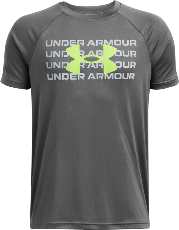 UA Tech Wordmark Logo Short Sleeve T-Shirt - Boys|-|T-shirt à manches courtes UA Tech Wordmark Logo - Garçon sold by Altitude Sports
