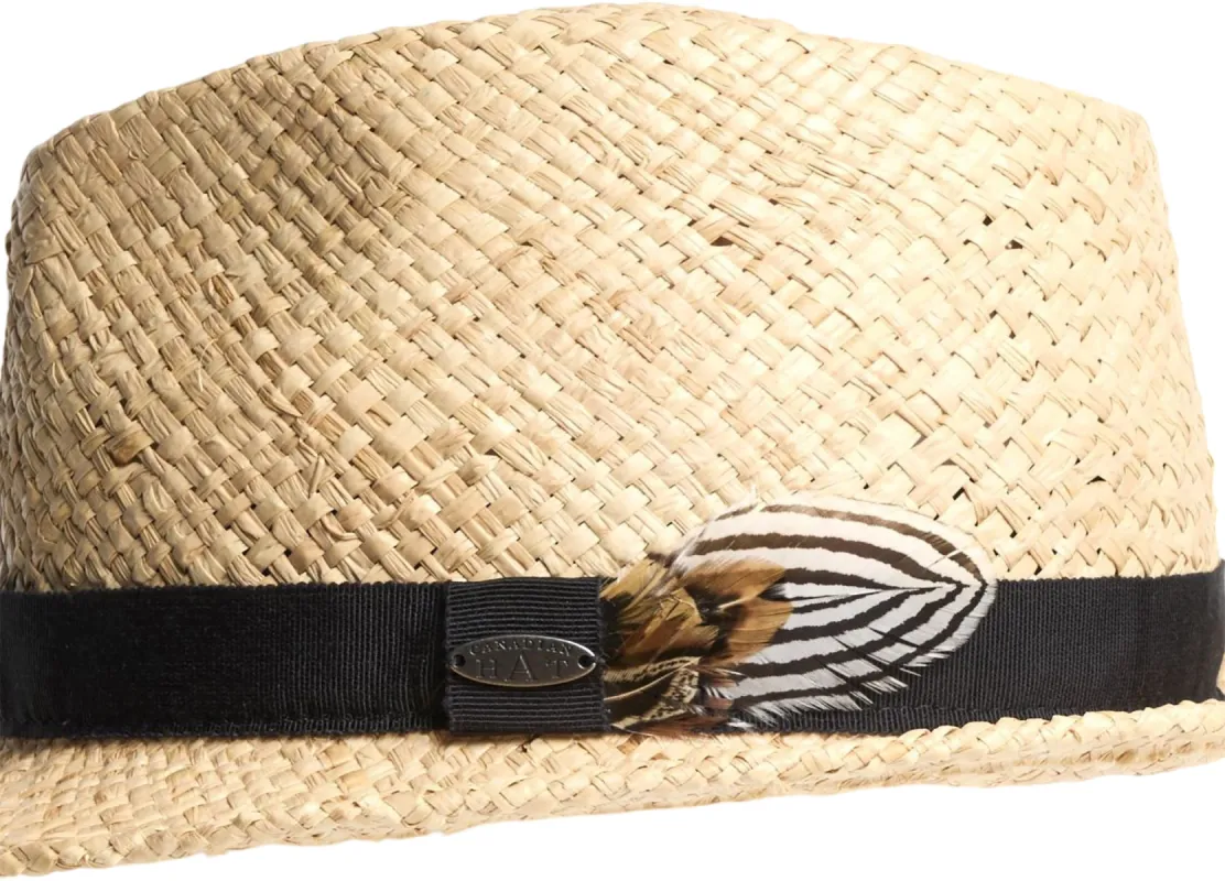 Florean A Fedora Hat in Raffia with Feather - Unisex|-|Fedora en raphia avec plume Florean A - Unisexe sold by Altitude Sports
