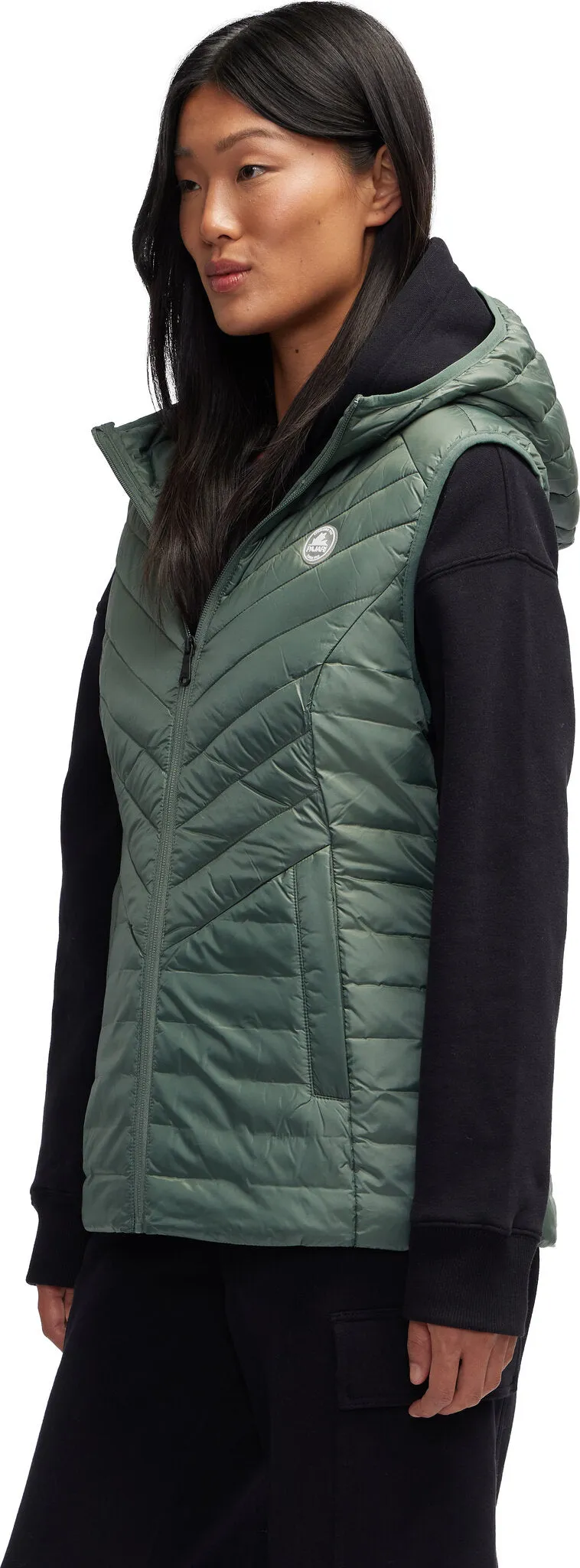 Collette Chevron Quilted Lightweight Puffer Vest with Fixed Hood - Women's|-|Veste matelassé léger à chevrons avec capuchon fixe Collette - Femme sold by Altitude Sports product image thumbnail 2
