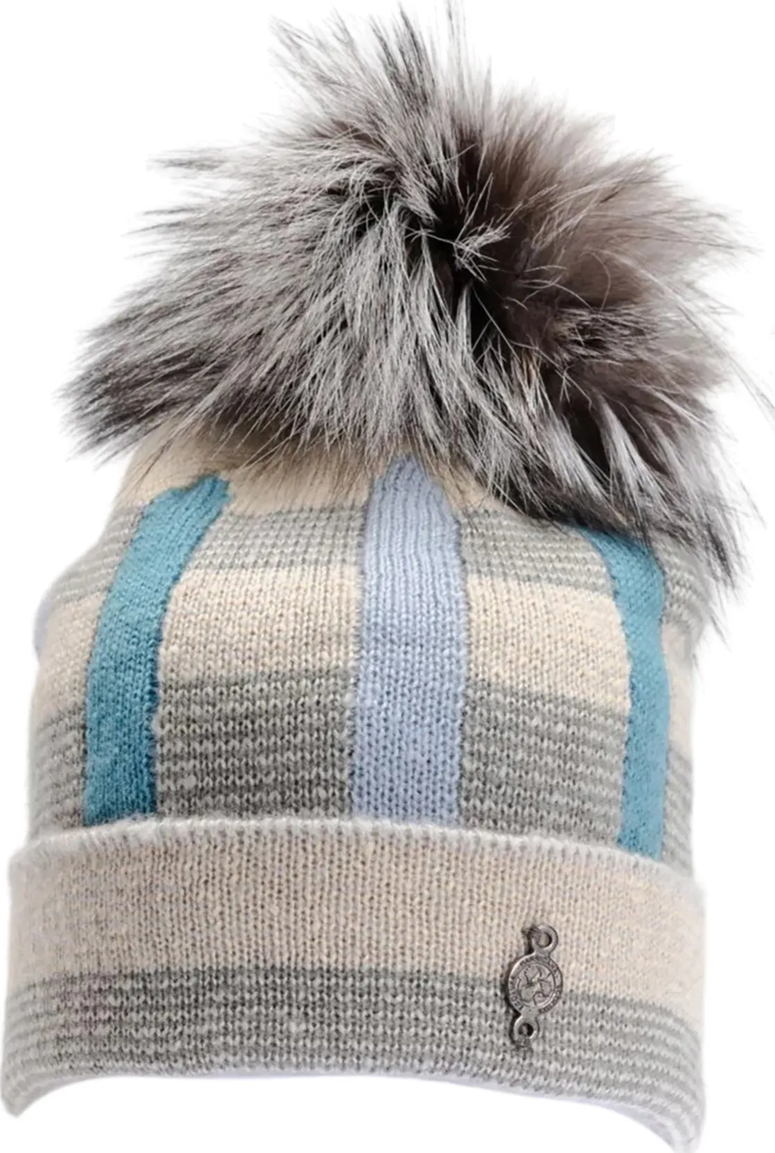 Beki Plaid Beanie with Upcycled Fur Pom - Women's|-|Tuque à carreaux avec pompon en fourrure recyclée Beki - Femme sold by Altitude Sports product image thumbnail 2