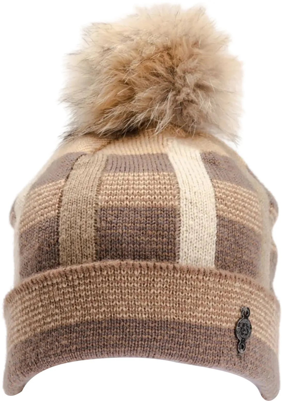 Beki Plaid Beanie with Upcycled Fur Pom - Women's|-|Tuque à carreaux avec pompon en fourrure recyclée Beki - Femme sold by Altitude Sports