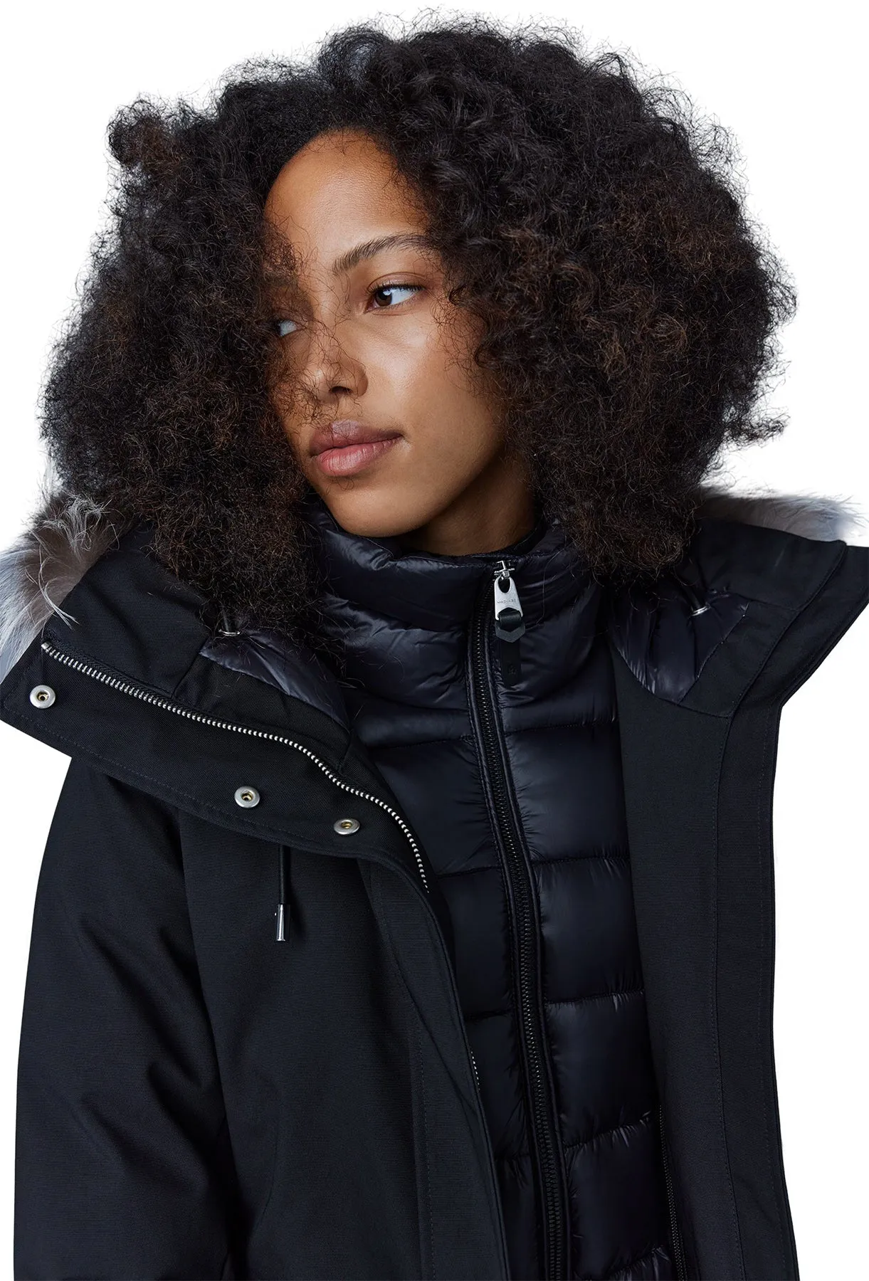 Shiloh 2-in-1 Fitted Down Coat with Removable Bib and Silver Fox Fur - Women's|-|Manteau 2-en-1 en duvet avec plastron amovible et fourrure de renard argenté Shiloh - Femme sold by Altitude Sports product image thumbnail 4